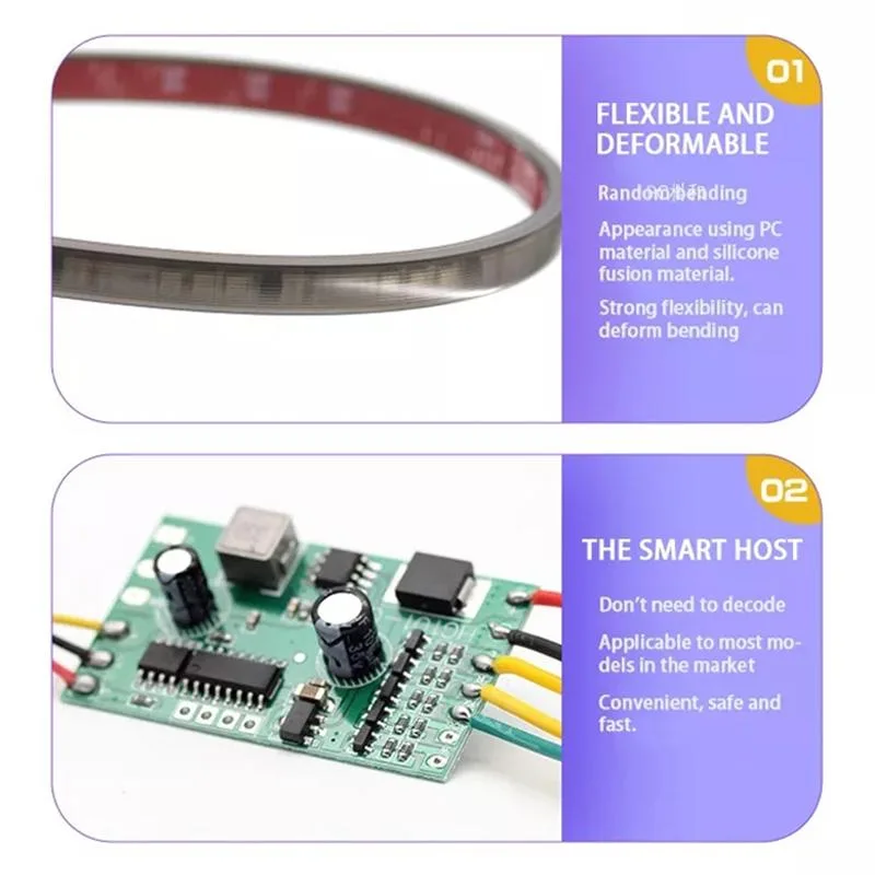S20-200CM 200cm DC12V-24V Car Rear LED RGB Daytime Running Lights Strip Colorful Lamp