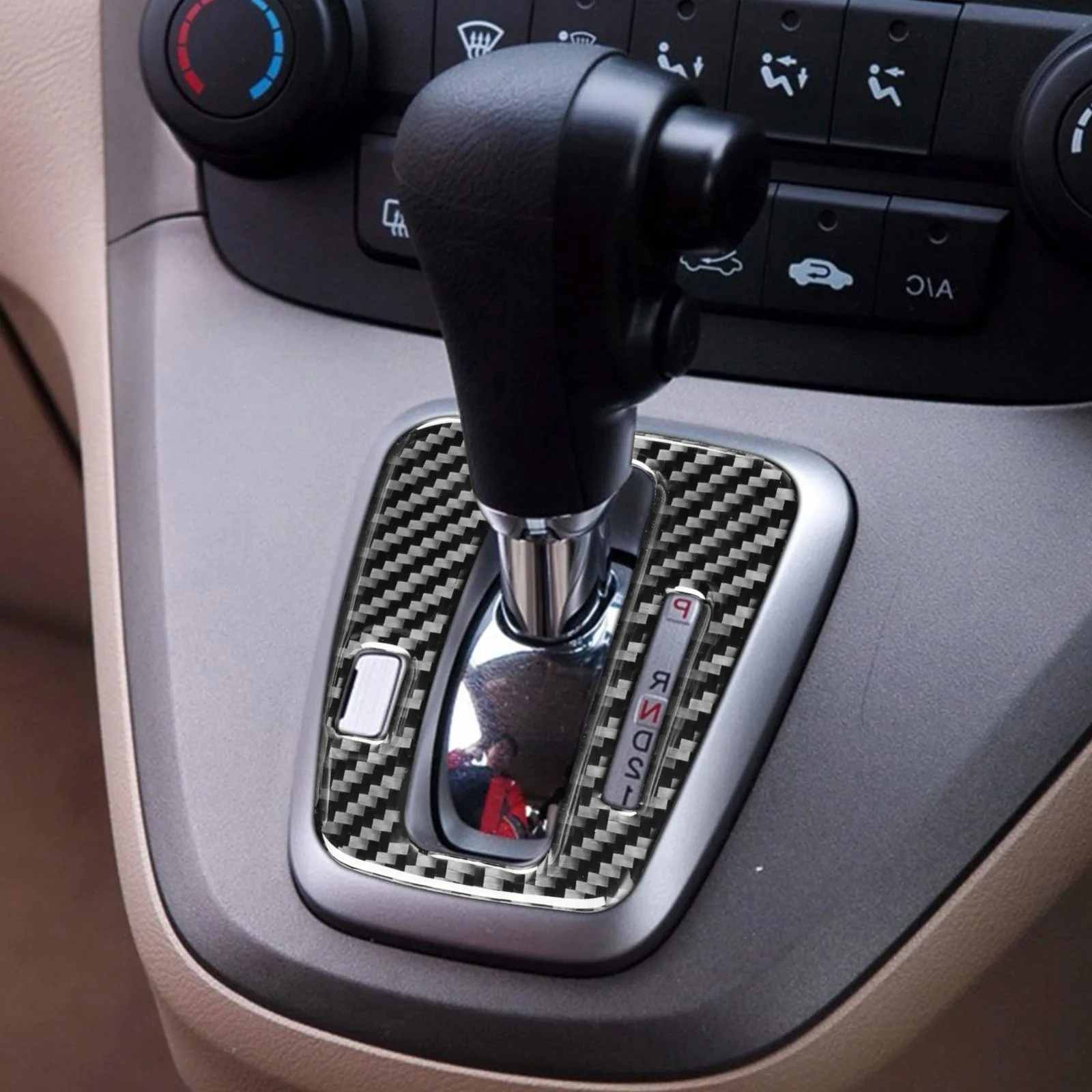 Carbon Fiber Car Gear Indicator Frame Decorative Sticker for Honda CRV 2007-2011,Right Drive