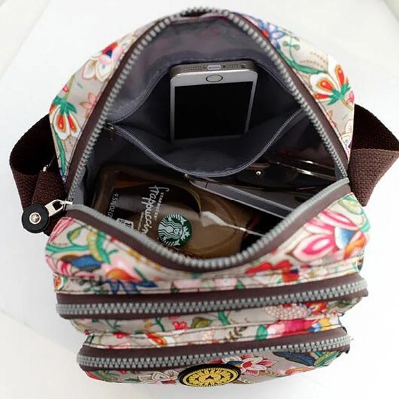 Women Shoulder Bag Waterproof Nylon Handbag Multilayer Crossbody Bag
