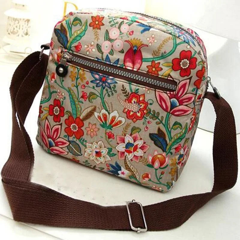 Women Shoulder Bag Waterproof Nylon Handbag Multilayer Crossbody Bag
