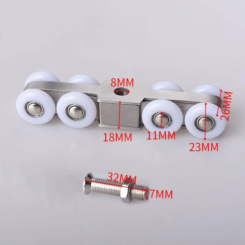 Stainless Steel Sliding Door Hanging Wheel Silent Smooth And Wear-Resistant Sliding Door Pulley Nylon Hanging Rail, Specification:8 Wheels