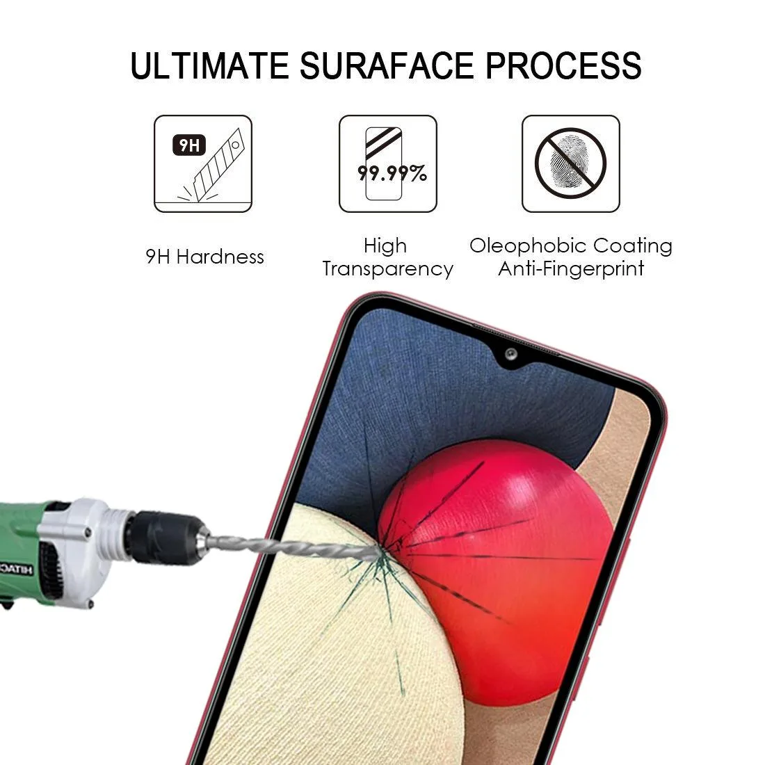 For Samsung Galaxy A02s Full Glue Full Screen Tempered Glass Film