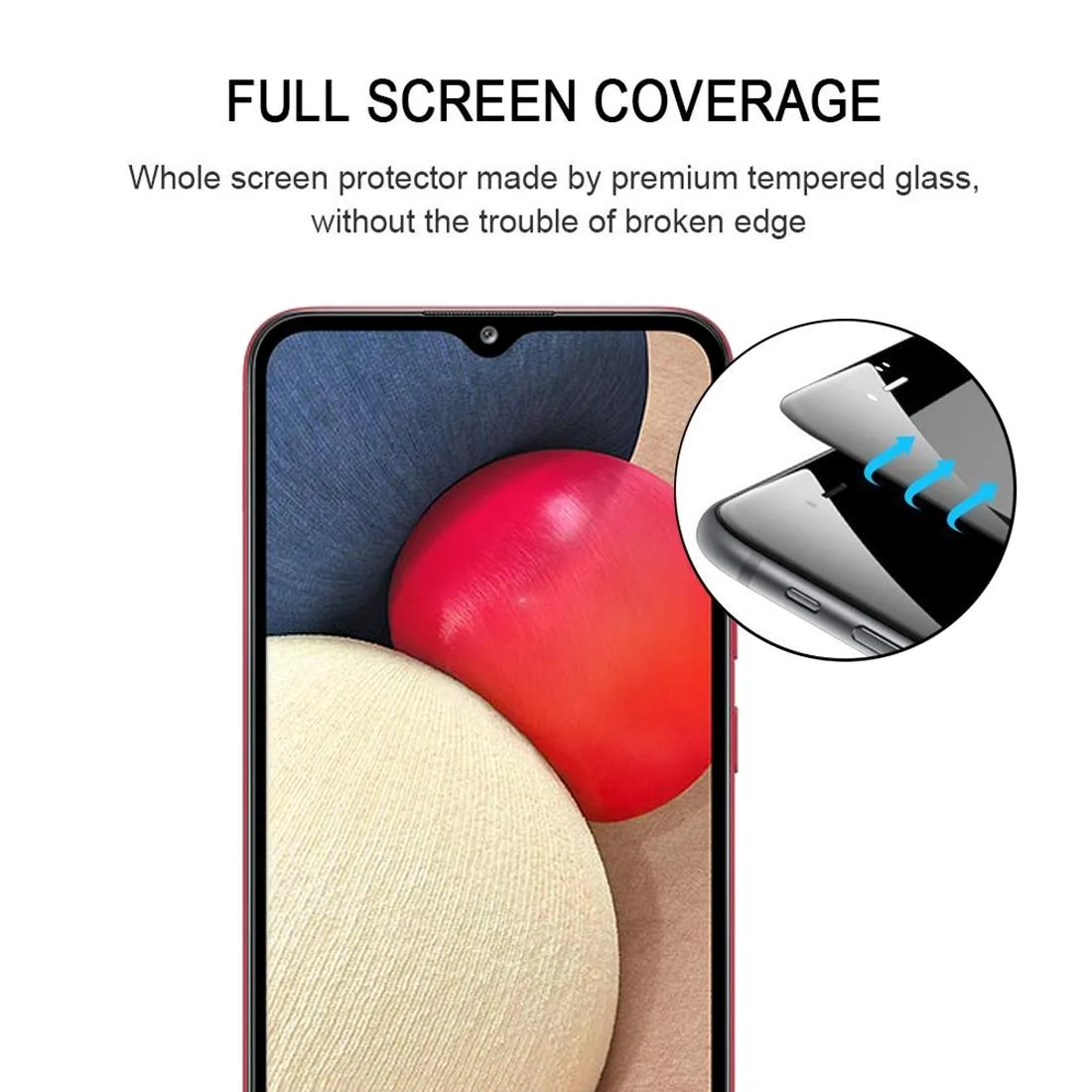 For Samsung Galaxy A02s Full Glue Full Screen Tempered Glass Film