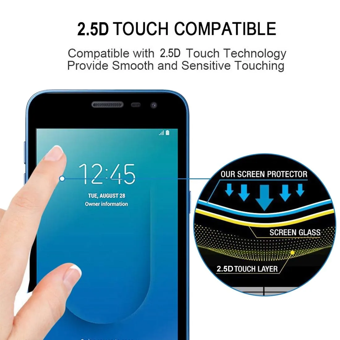 For Samsung Galaxy J2 Core 2020 Full Glue Full Screen Tempered Glass Film