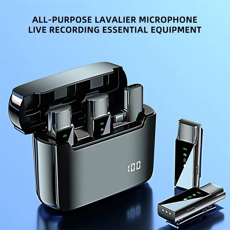 S16-S One To Two Black Digital Display Wireless Lavalier Microphone With Charging Compartment,Spec: USB-C/Type-C Interface