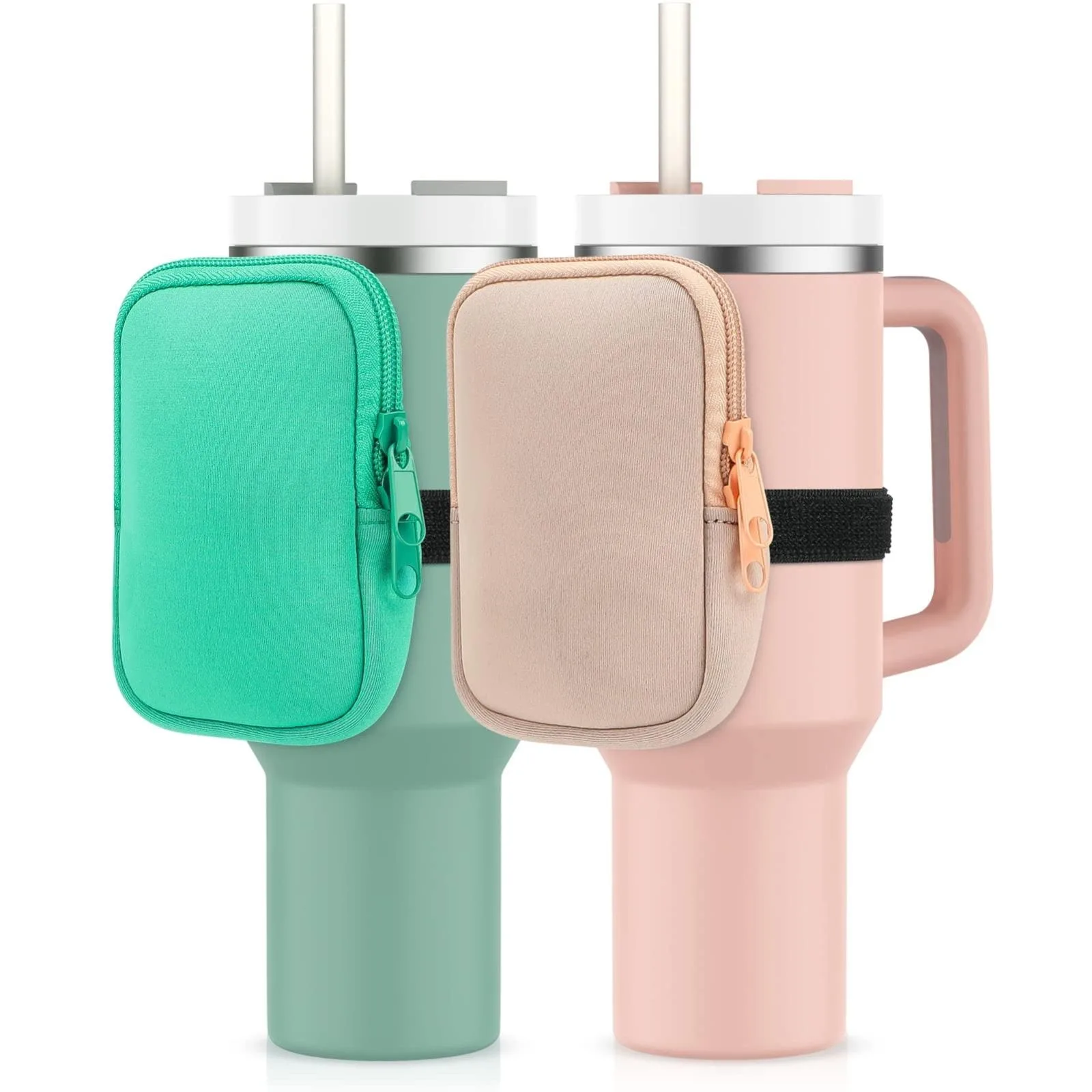 Water Cup Sided Storage Pockets With Zipper Fit For 40Oz Tumbler Single Pocket