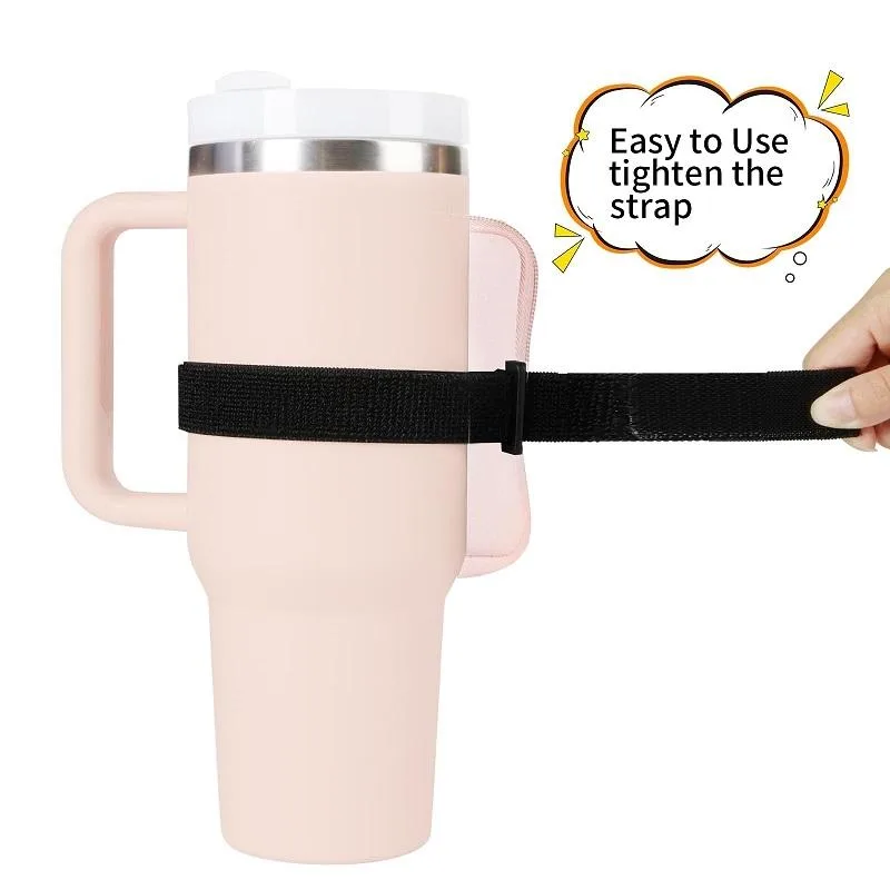 Water Cup Sided Storage Pockets With Zipper Fit For 40Oz Tumbler Single Pocket