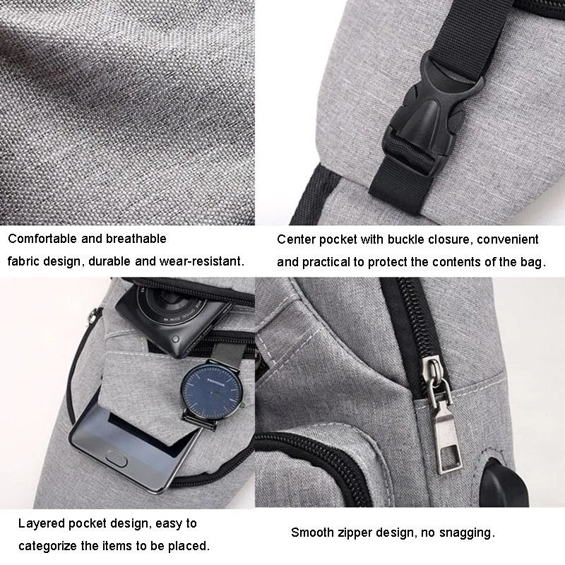 MeiJieLuo Simple Men Chest Bag Sports Youth Shoulder Crossbody Bag