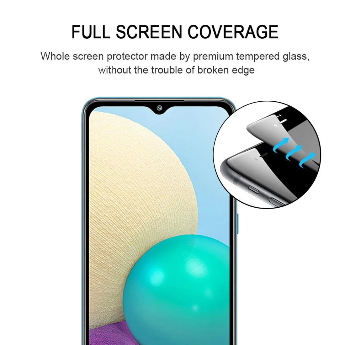 For Samsung Galaxy A02 Full Glue Full Screen Tempered Glass Film