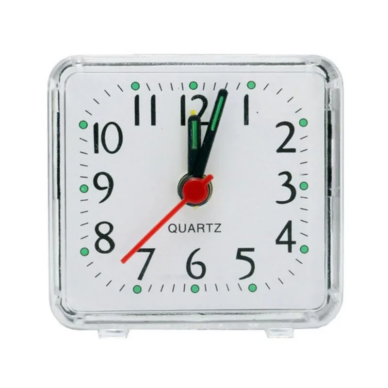 Square Alarm Clock Transparent Case Compact Digital Mini Bedroom Bedside Office Electronic Clock