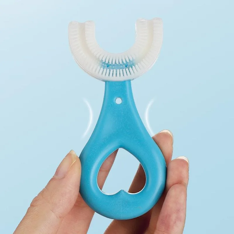 U-shaped Children Baby Hand-held Soft Toothbrush Brushing Artifact for 2-6 Years Old, Style: Heart Shape
