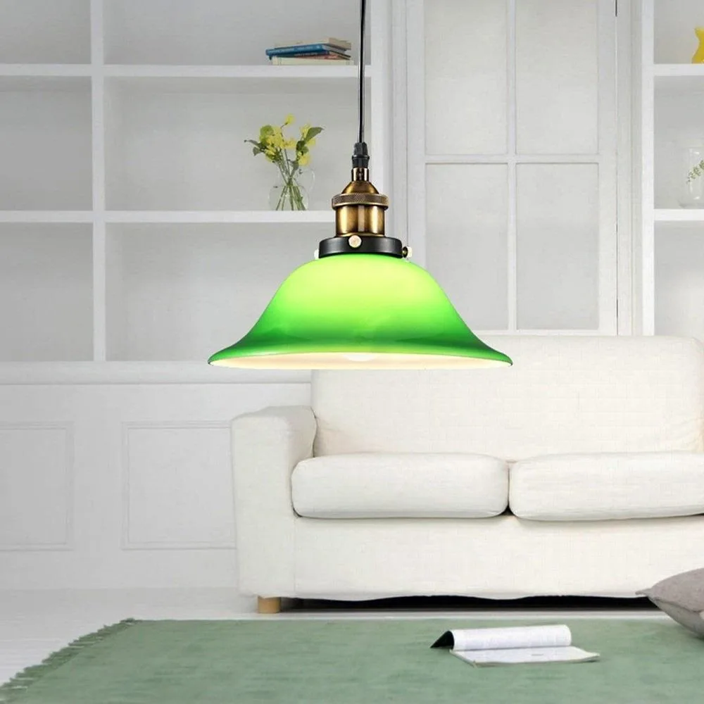 LED Industrial Edison Vintage Style Hanging lamp Green Emerald Glass Pendant Light with E27 Bulb
