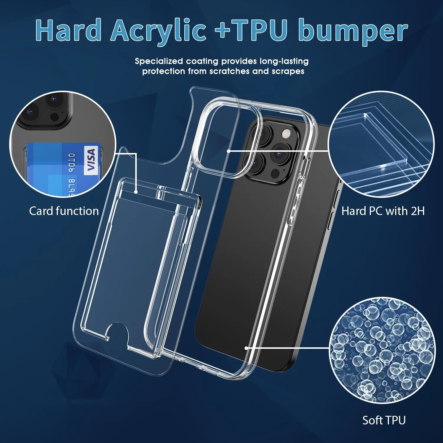 Crystal Clear Wallet Air Bag Phone Case(Transparent)