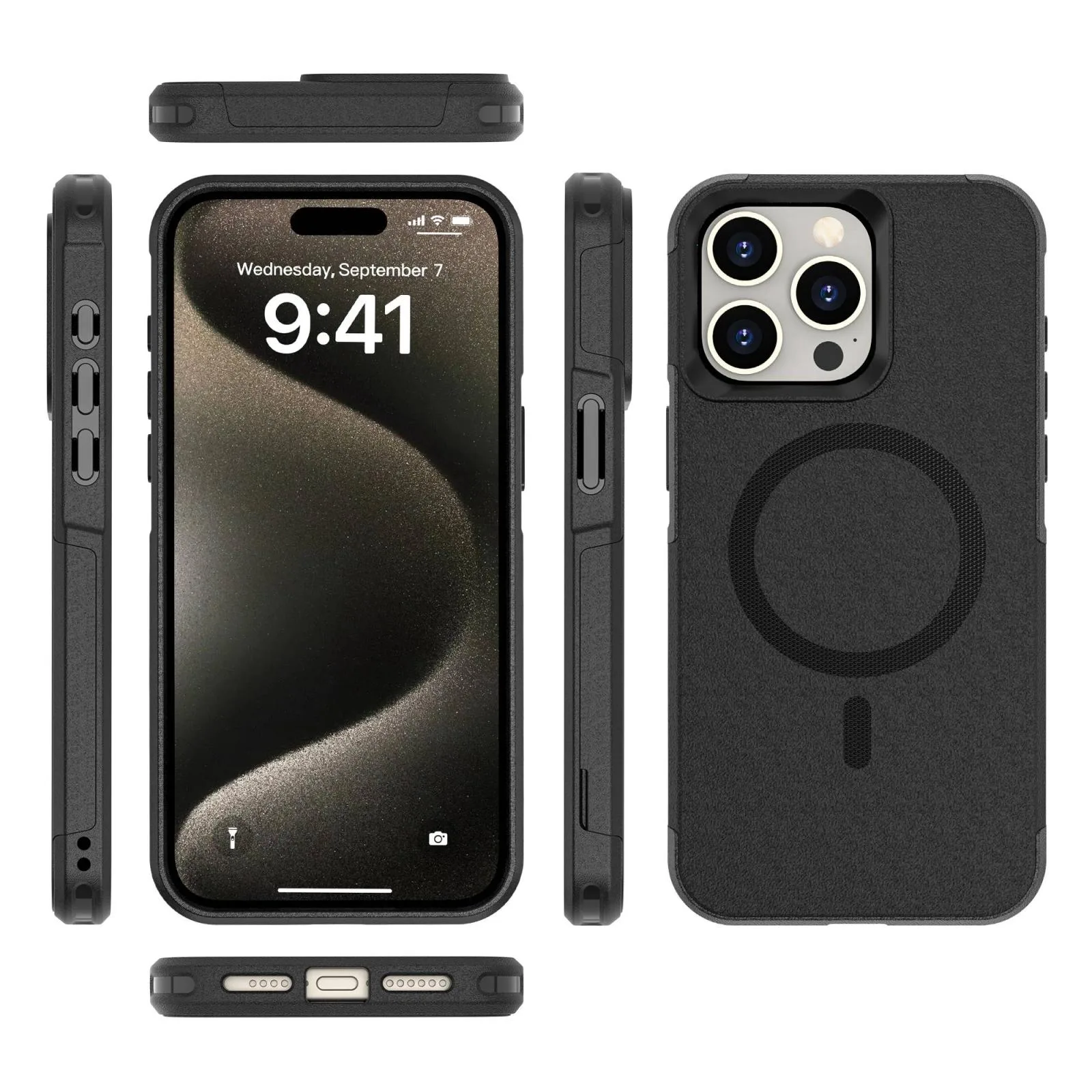 RedPepper Armor Magsafe PC Hybrid TPU Phone Case(Black)