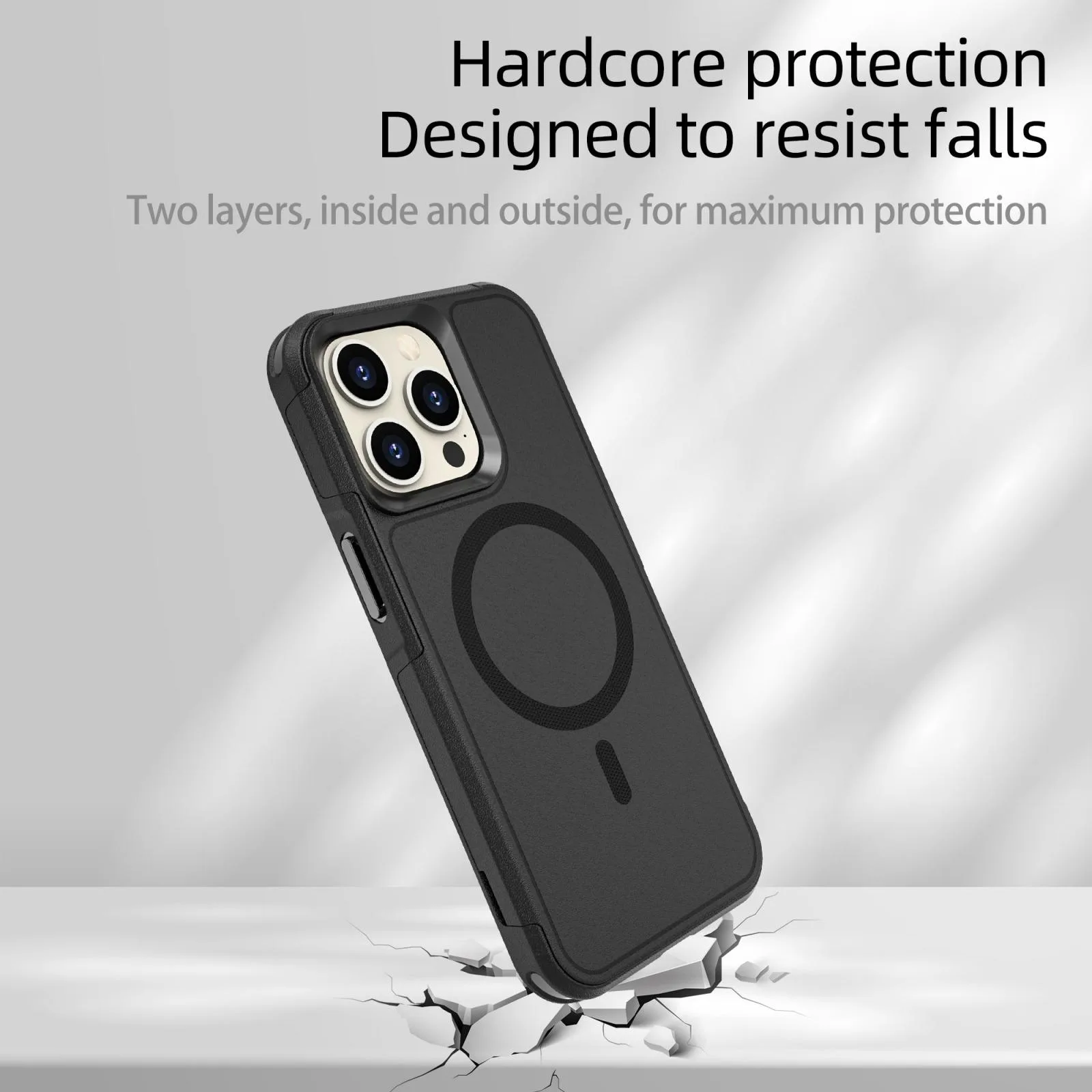 RedPepper Armor Magsafe PC Hybrid TPU Phone Case(Black)