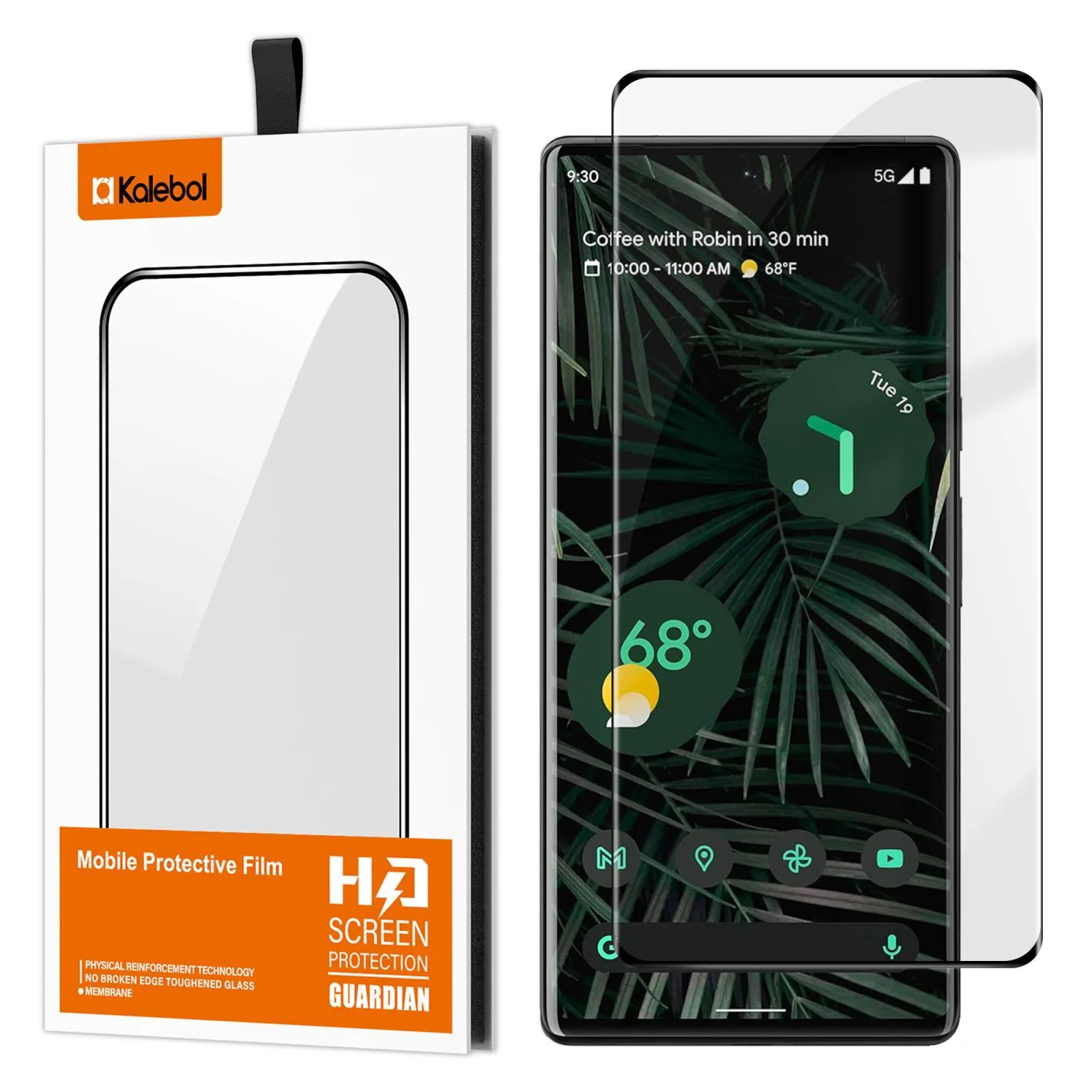 Kalebol Curved High-Aluminum Screen-Printed Full-Coverage Anti-Fingerprint Black-Bordered HD Tempered Glass Film