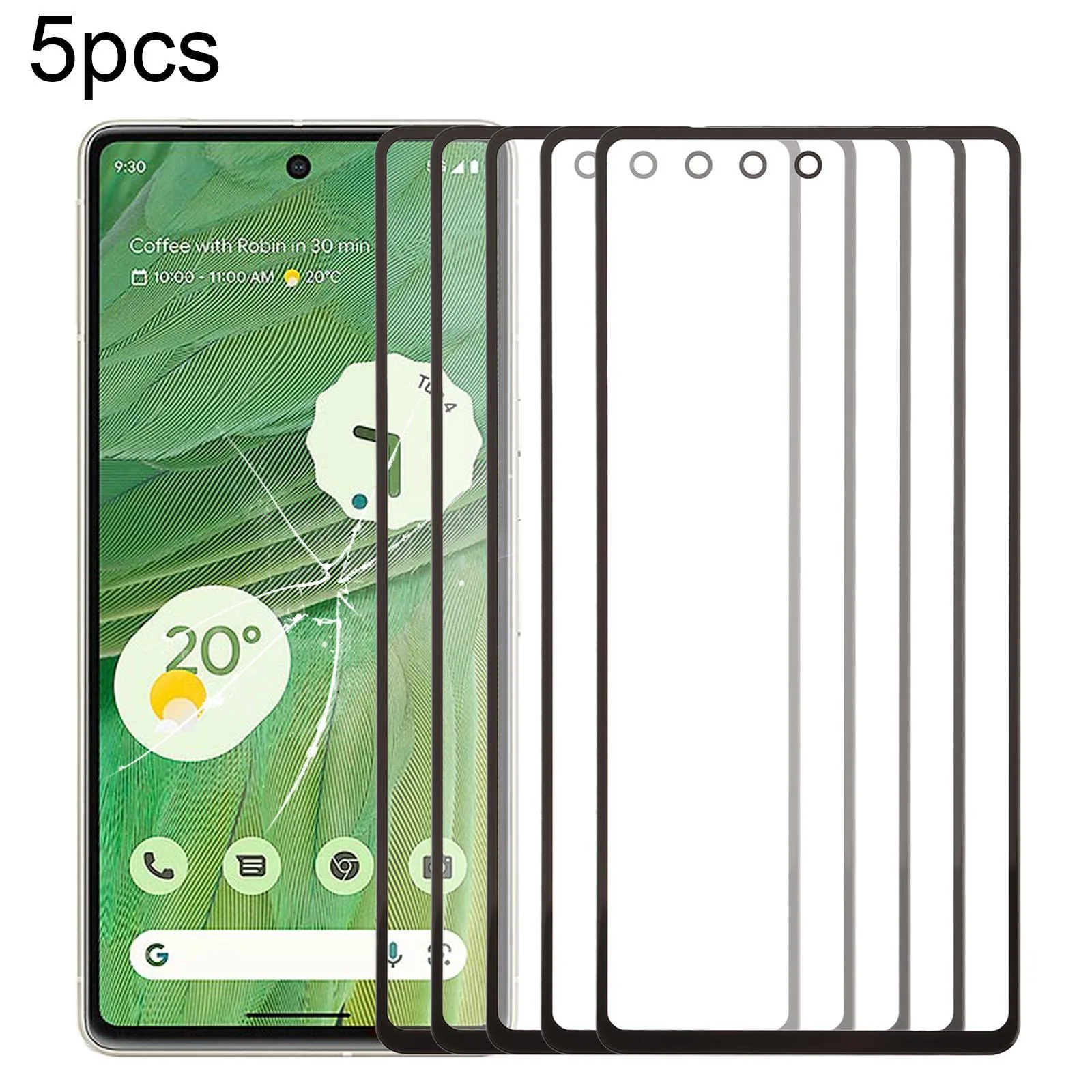 5pcs Front Screen Outer Glass Lens with OCA Optically Clear Adhesive