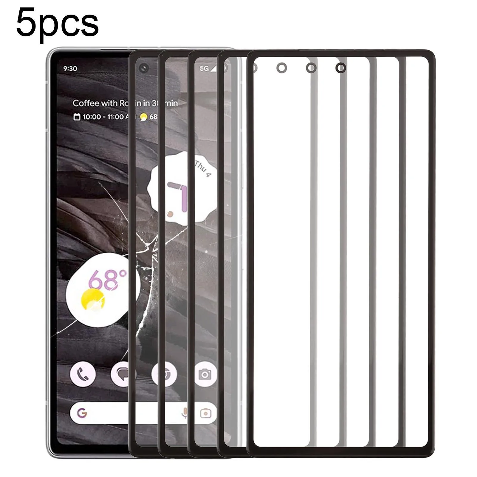 5pcs Front Screen Outer Glass Lens with OCA Optically Clear Adhesive