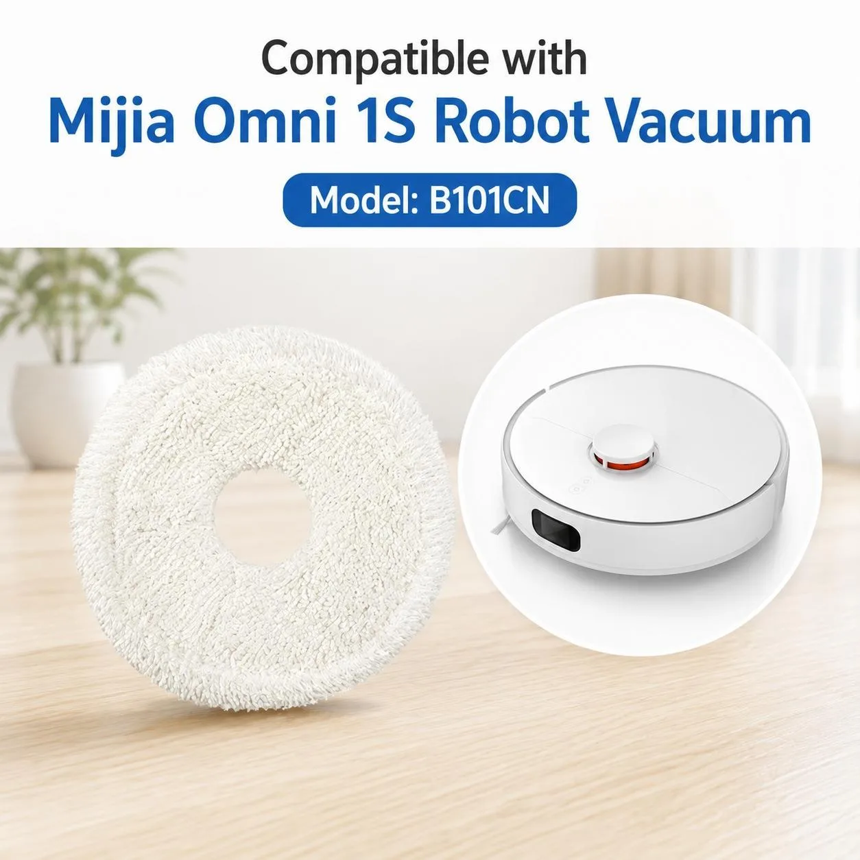 For Xiaomi Mijia Omni Robot Vacuum Mop B101CN / 1S / 2 / 2S Replacement Parts, White Fine Mop Pad
