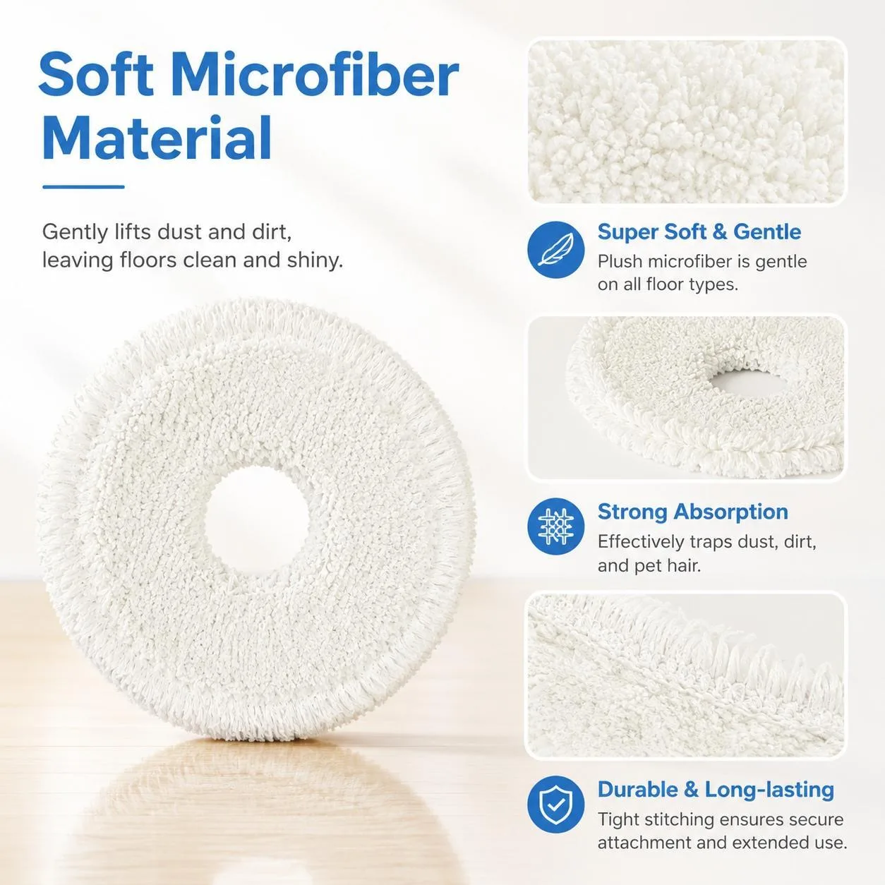 For Xiaomi Mijia Omni Robot Vacuum Mop B101CN / 1S / 2 / 2S Replacement Parts, White Fine Mop Pad