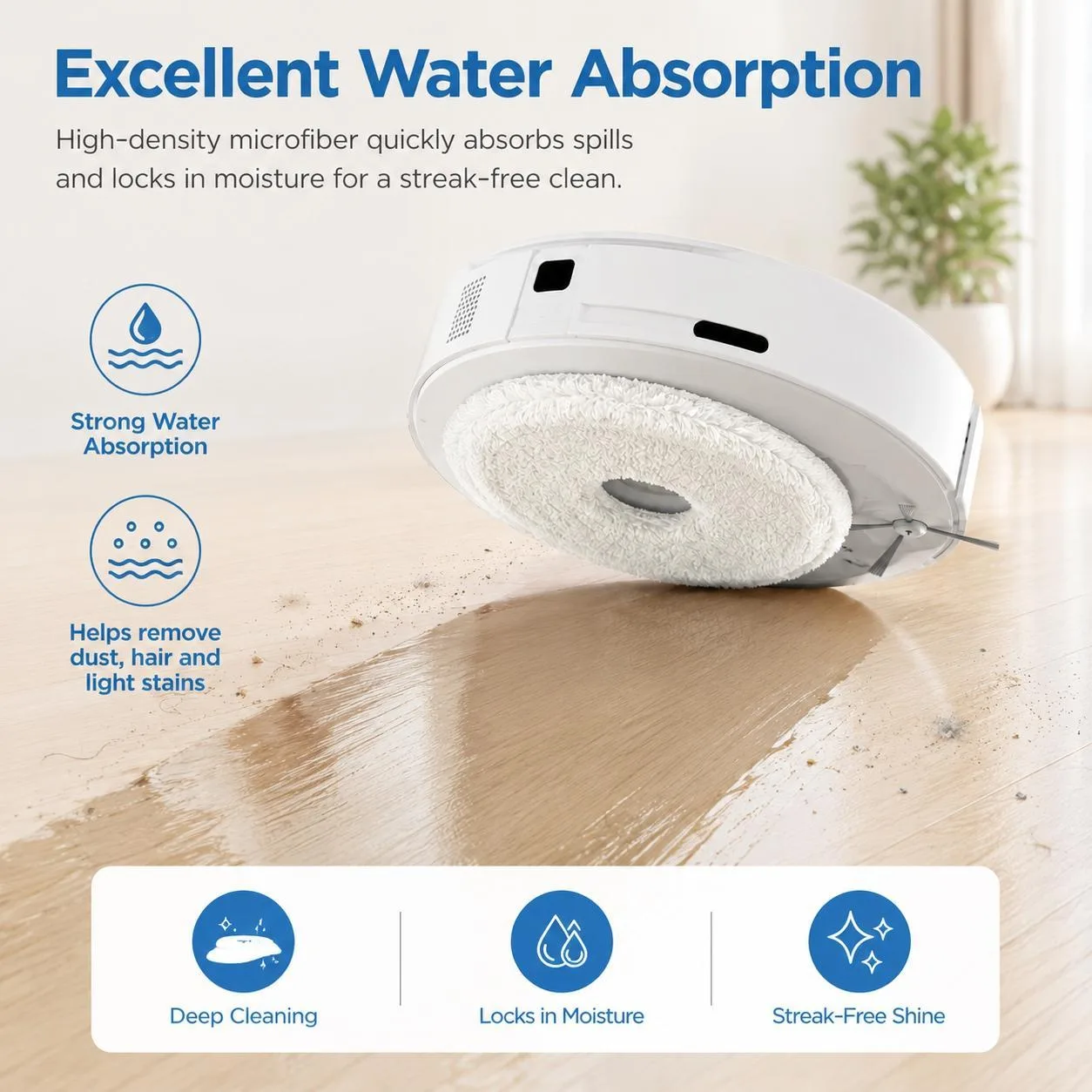 For Xiaomi Mijia Omni Robot Vacuum Mop B101CN / 1S / 2 / 2S Replacement Parts, White Fine Mop Pad