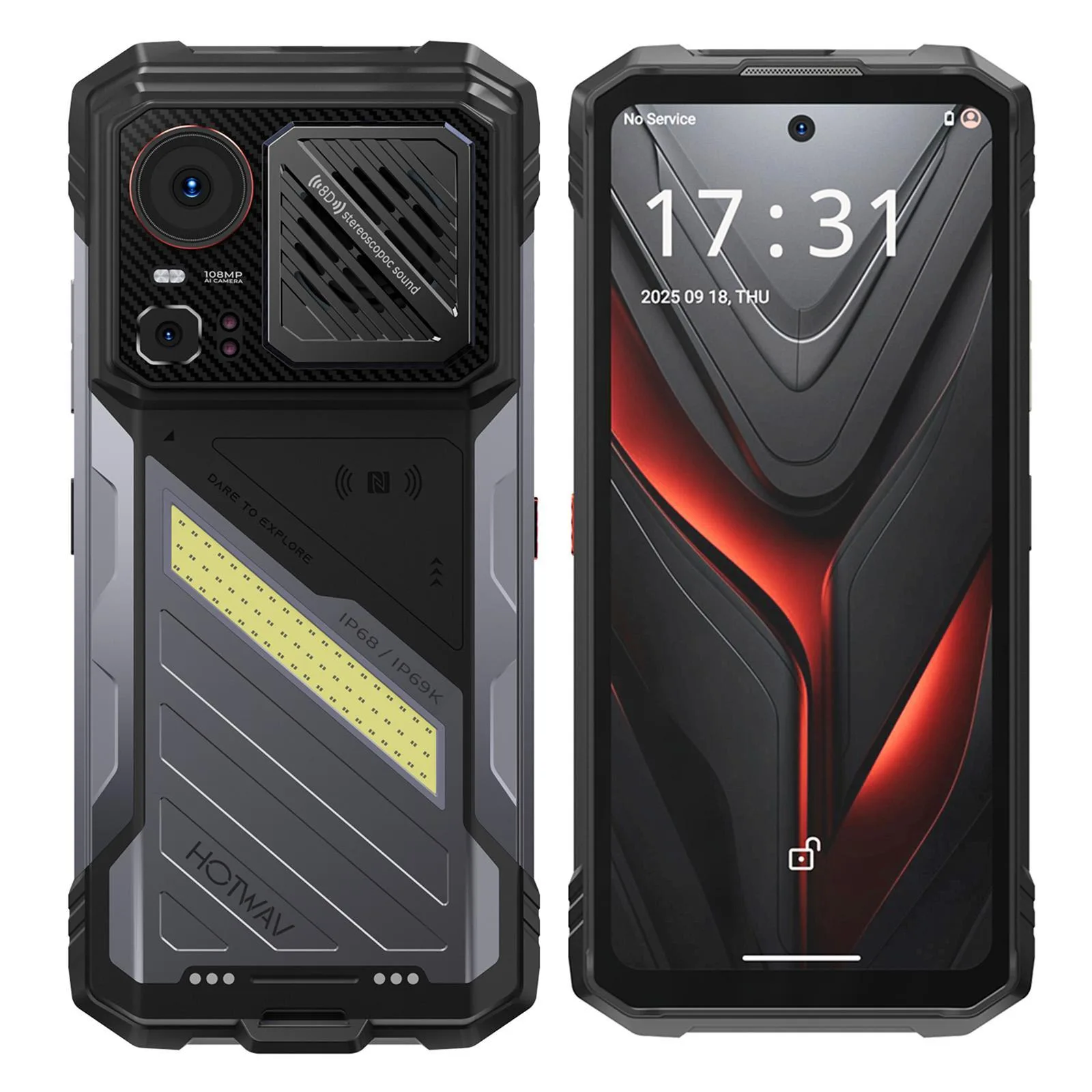 [HK Warehouse] HOTWAV Hyper 8 Pro Rugged Phone, 12GB+512GB, 6.8 inch Android 15 MediaTek MT8791 Dimensity 7050 Octa Core, Network: 5G, OTG, NFC (Black)
