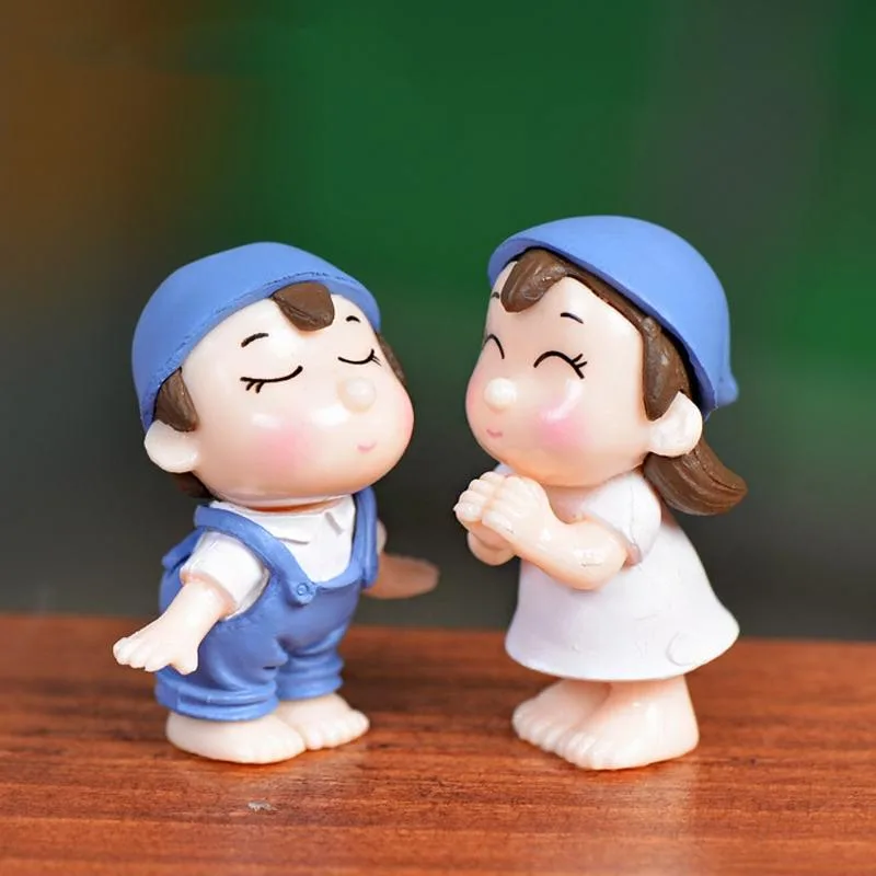 Lovers Smile Garden Dollhouse Decoration Moss Micro Landscape PVC Ornaments(Blue)