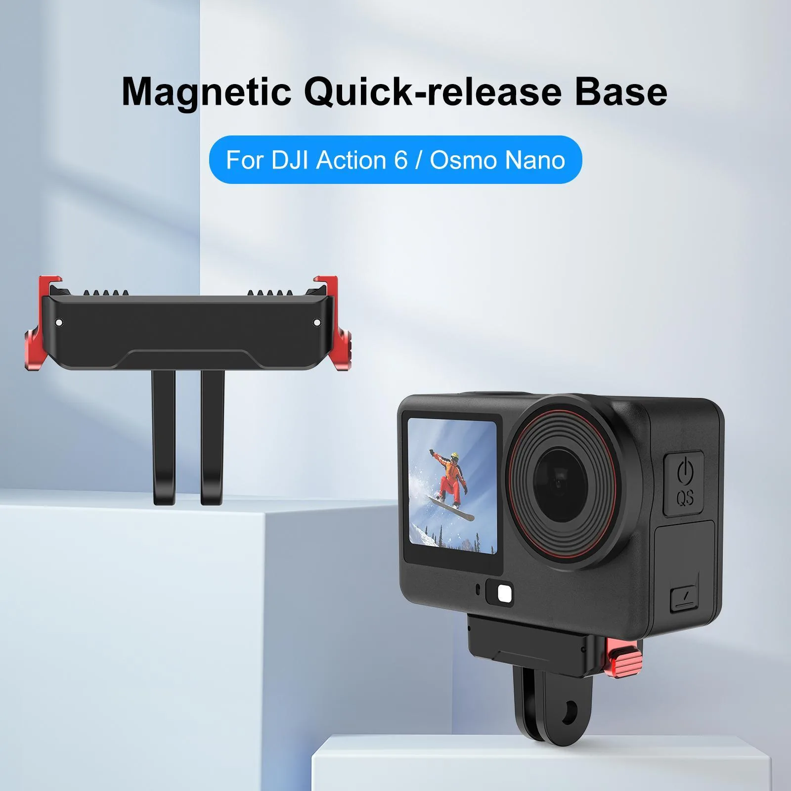 For DJI Osmo Action 6 / Nano / 360 II PULUZ Two Claw Plastic Magnetic Quick Release Base Mount (Black)