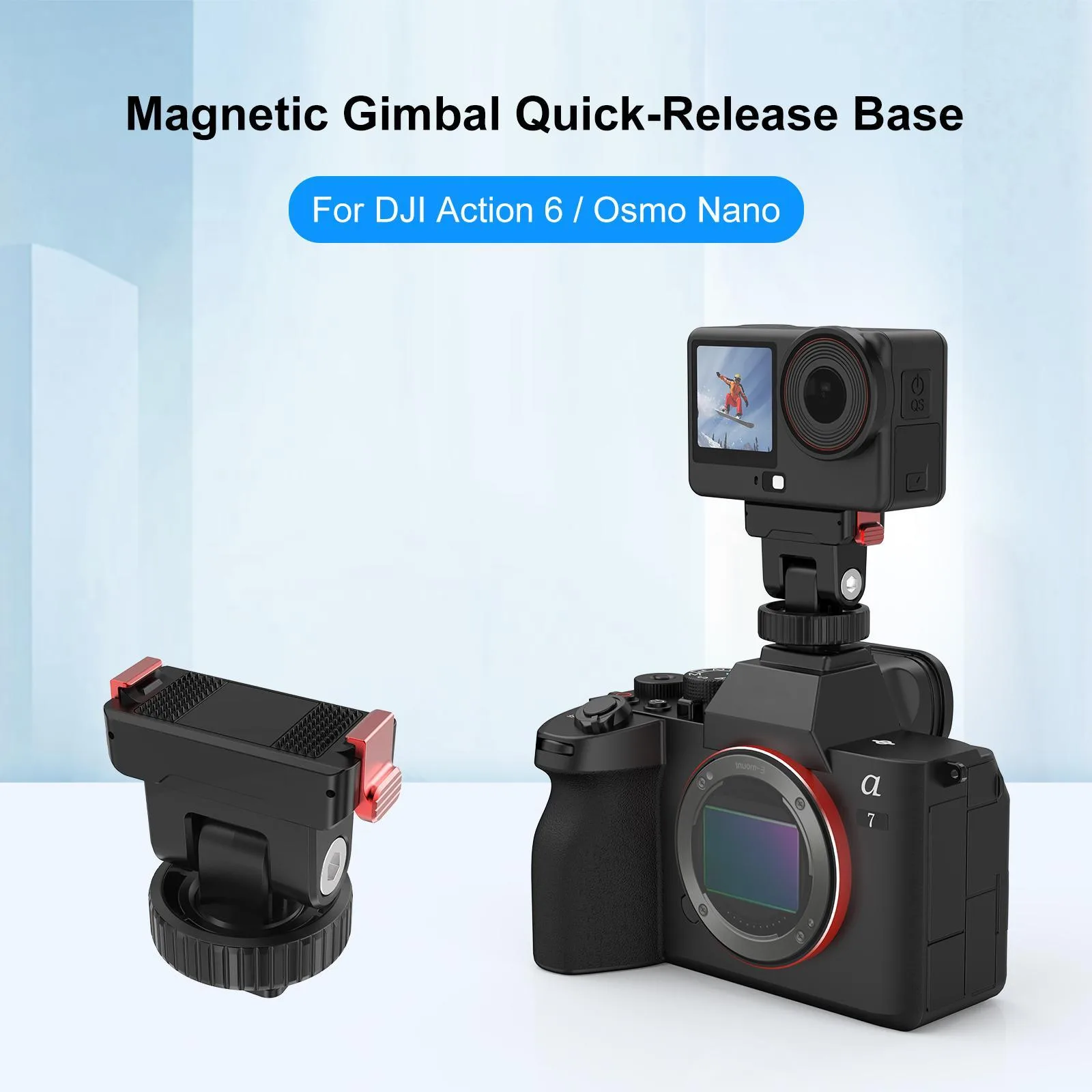 For DJI Osmo Action 6 / Nano / 360 II PULUZ Plastic Gimbal Quick-Release Base Mount (Black)