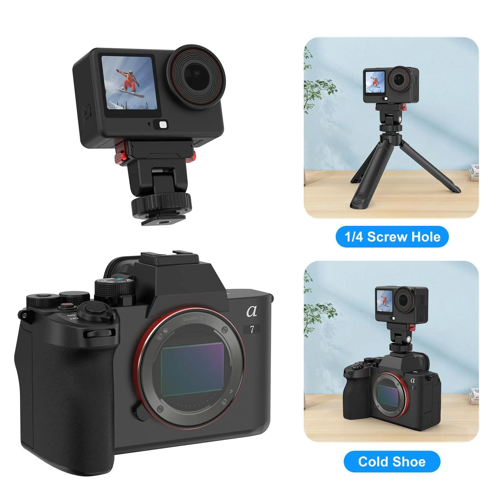 For DJI Osmo Action 6 / Nano / 360 II PULUZ Plastic Gimbal Quick-Release Base Mount (Black)