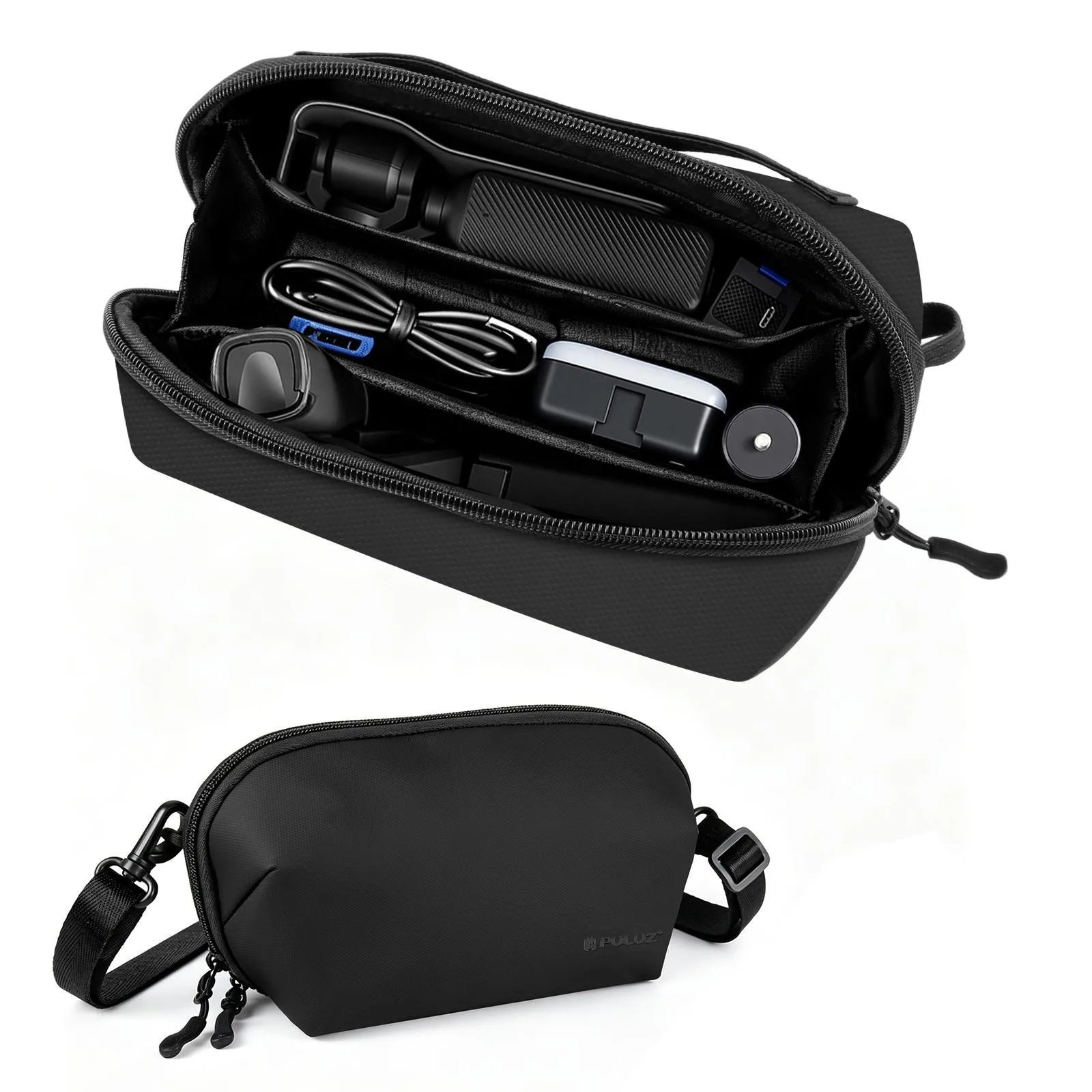 PULUZ Multifunctional Carrying Storage Handbag Data Camera Digital Bag with Shoulder Strap For DJI Osmo Pocket 4P / 4 / 3 / Insta360 Luna Ultra / Luna Pro / Xtra Muse (Black)