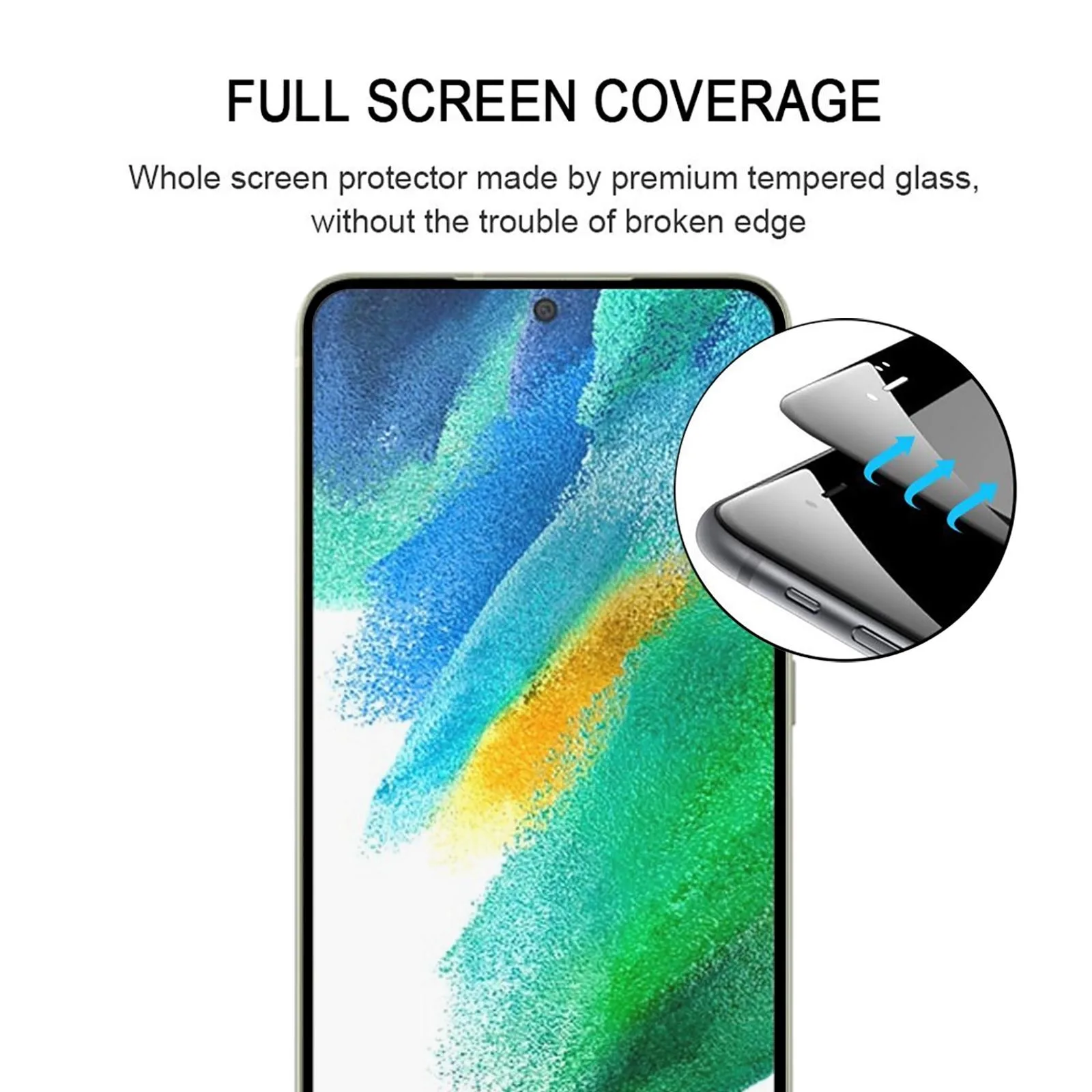 For Samsung Galaxy S21 FE 5G Full Glue Full Cover Screen Protector Tempered Glass Film