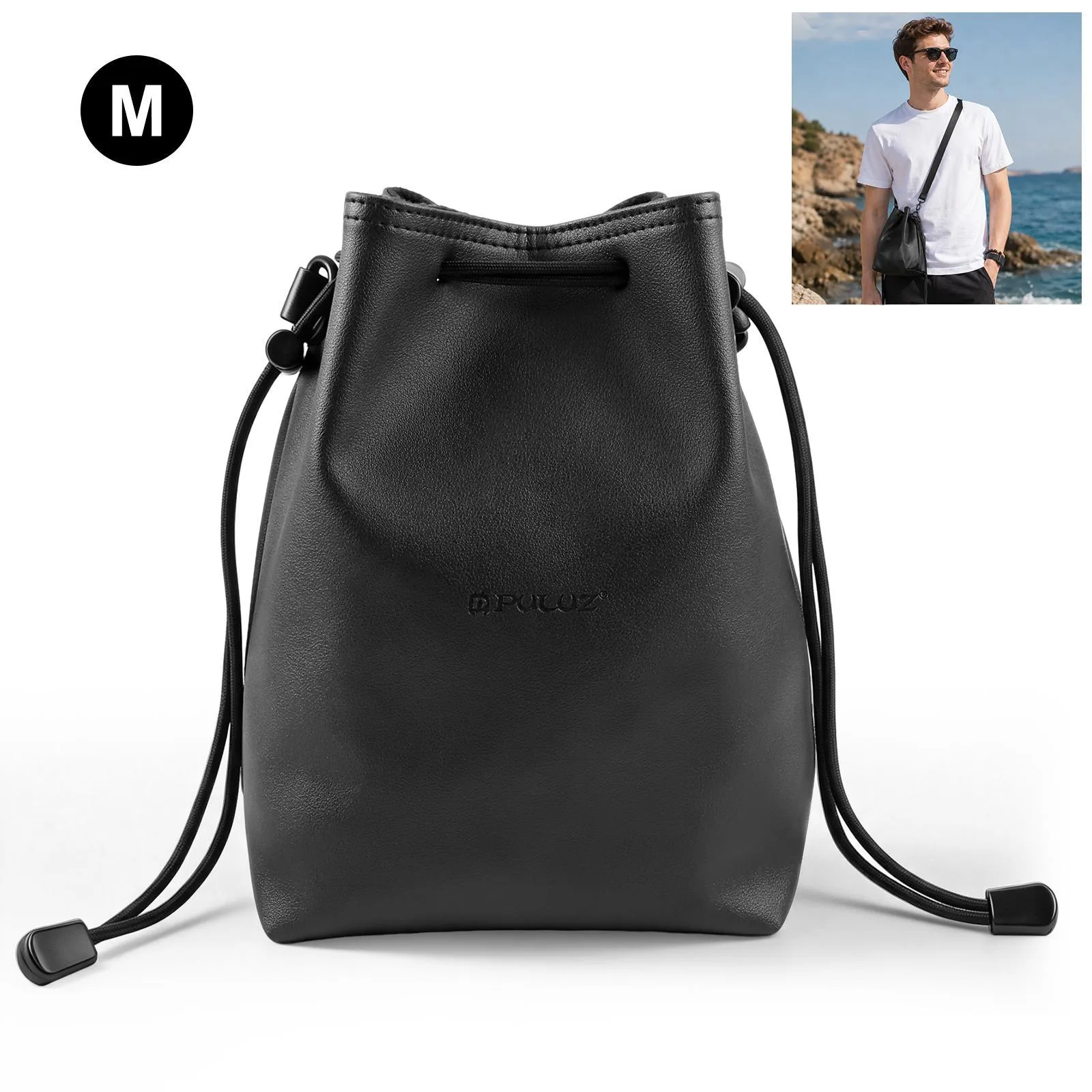 PULUZ Camera Protective Inner Bag Thick Padded Carrying Pouch with Shoulder Strap for Mirrorless & DSLR Cameras, Size: M (Black)
