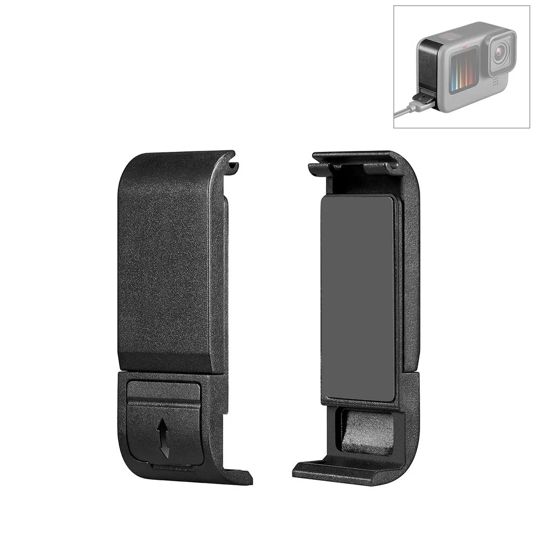 PULUZ POM Plastic Battery Side Interface Cover for GoPro MISSION 1 / 1 PRO / HERO13 Black /12 Black /11 Black /10 Black /9 BlackBlack)