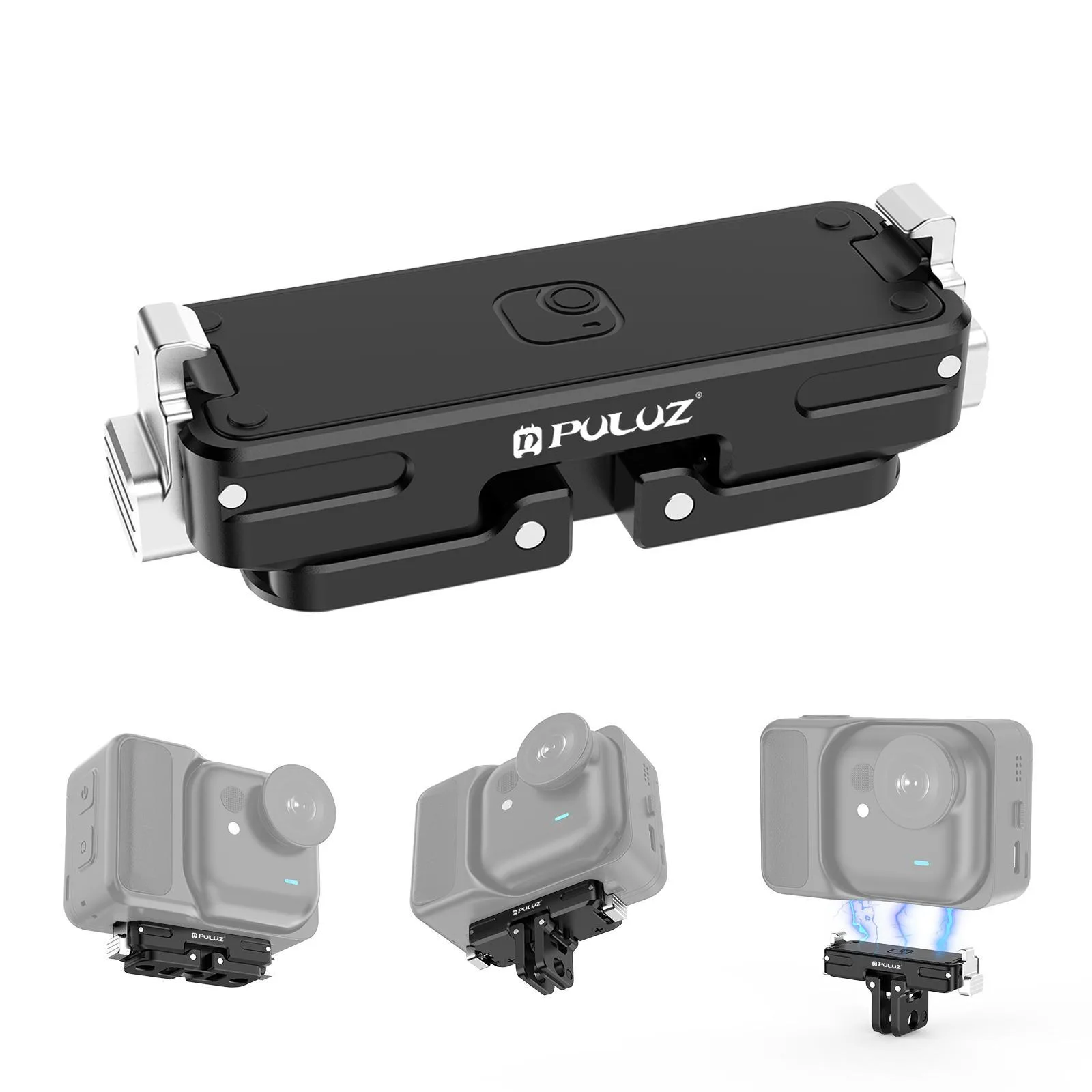 For Insta360 GO Ultra PULUZ Magnetic Aluminum Alloy Quick Release Base Mount (Black)