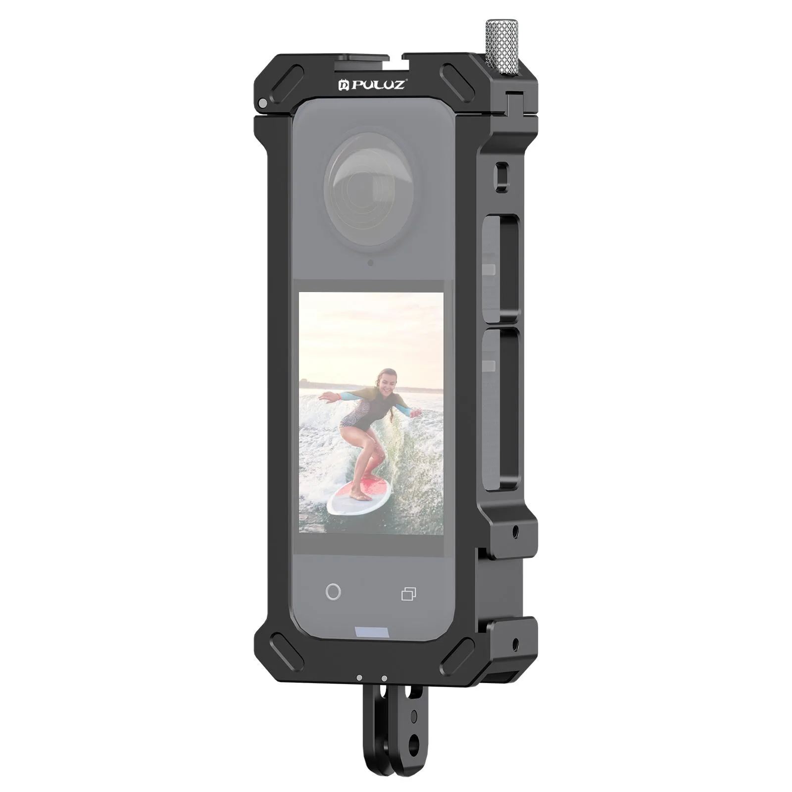 For Insta360 X4 PULUZ Metal Protective Cage Rig Housing Frame with Expand Cold Shoe Base & Tripod Adapter (Black)