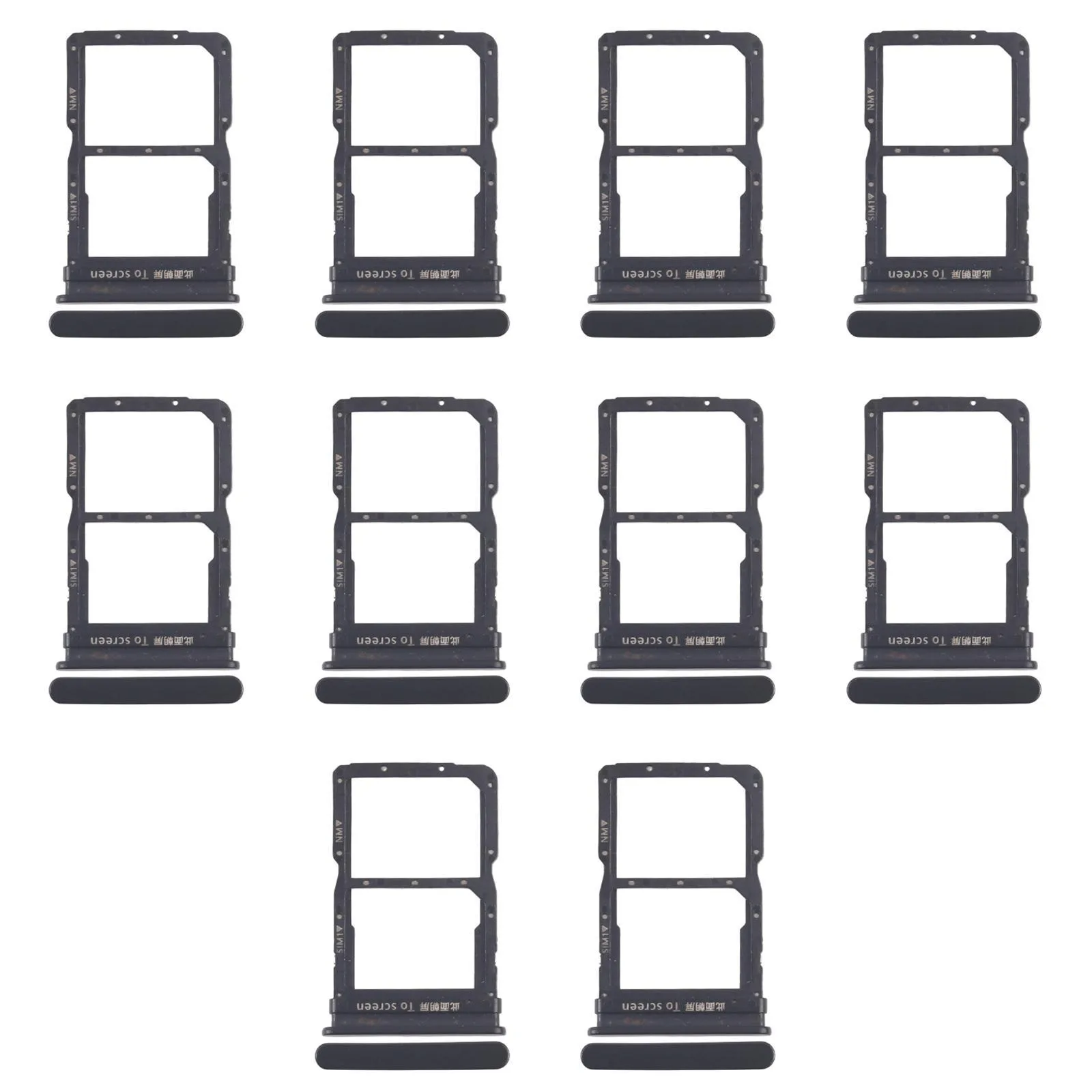 For Huawei Enjoy 20 Pro 10pcs Original SIM Card Tray + NM Card Tray (Black)