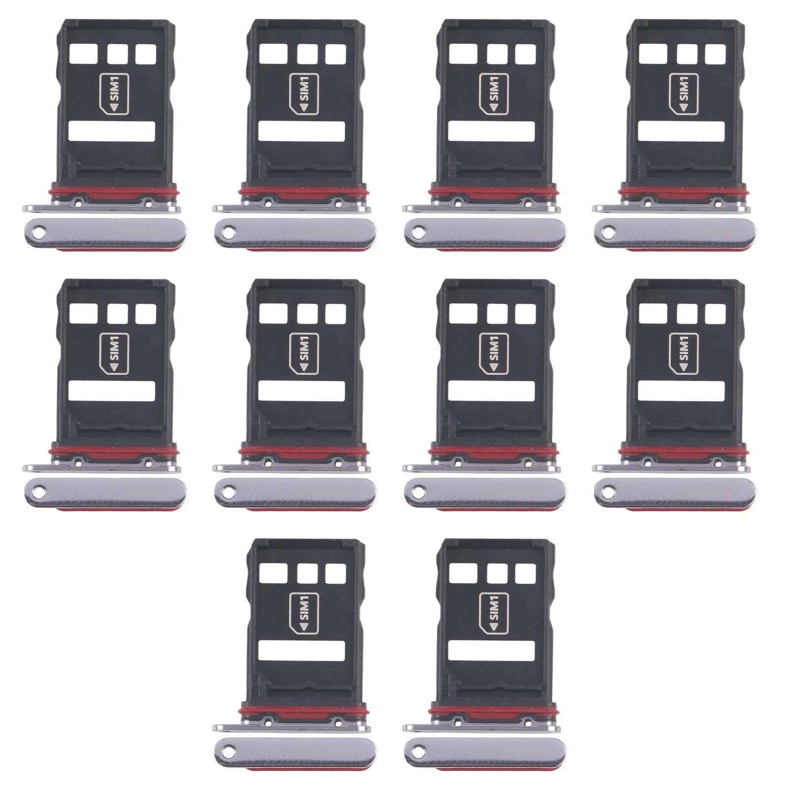 For Huawei P50 Pro 10pcs Original SIM Card Tray + NM Card Tray (Black)