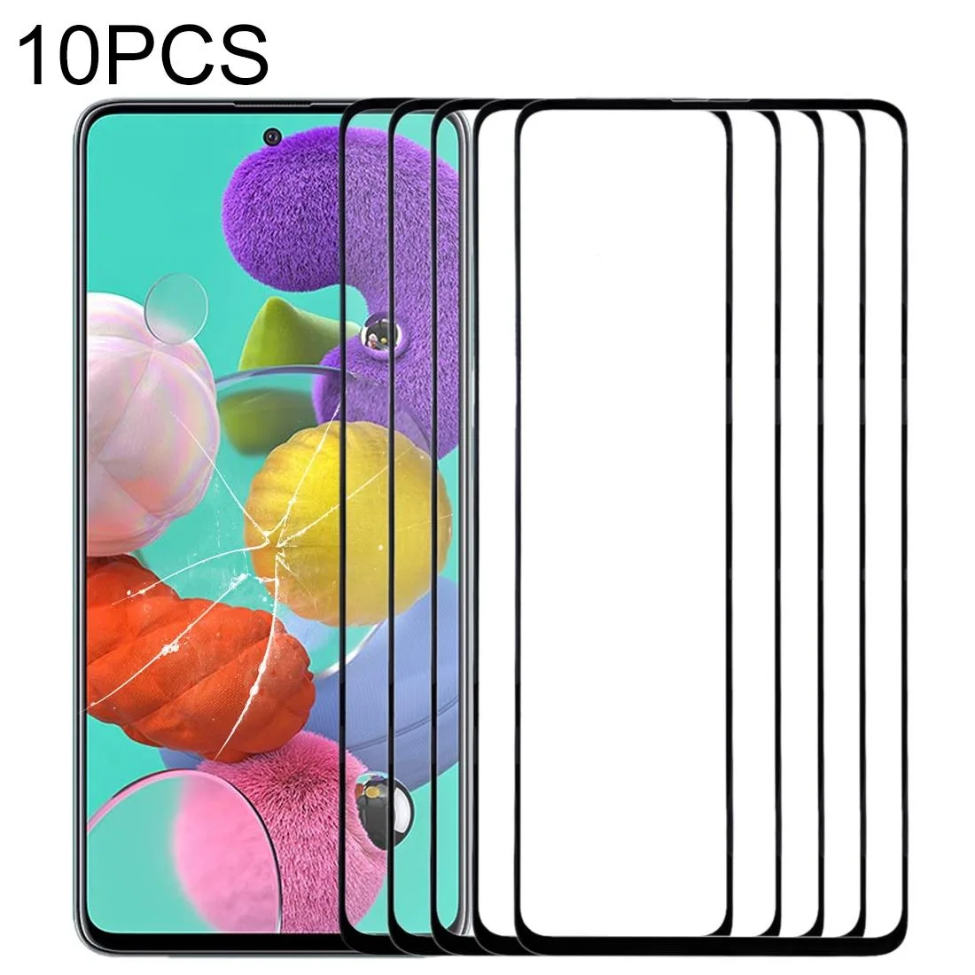 10pcs Front Screen Outer Glass Lens (Black)