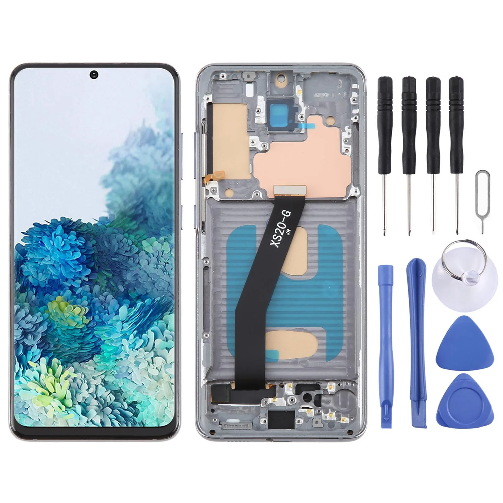 SM-G981B TFT LCD Screen Digitizer Full Assembly with Frame, Not Supporting Fingerprint Identification (Grey)
