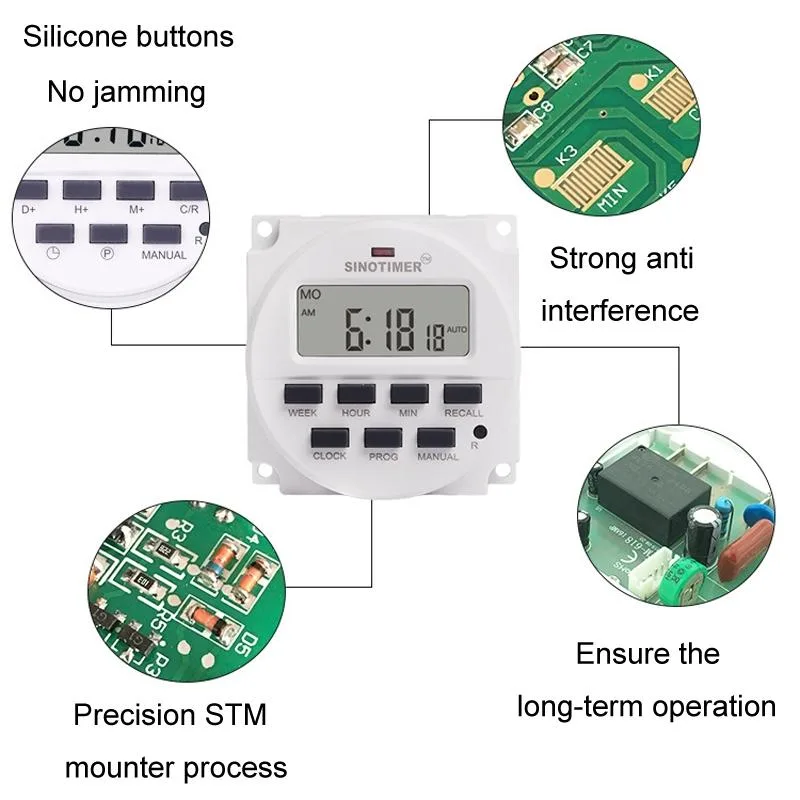 SINOTIMER Programmable Timer Switch Time Controller, Model: TM618H-4 12V