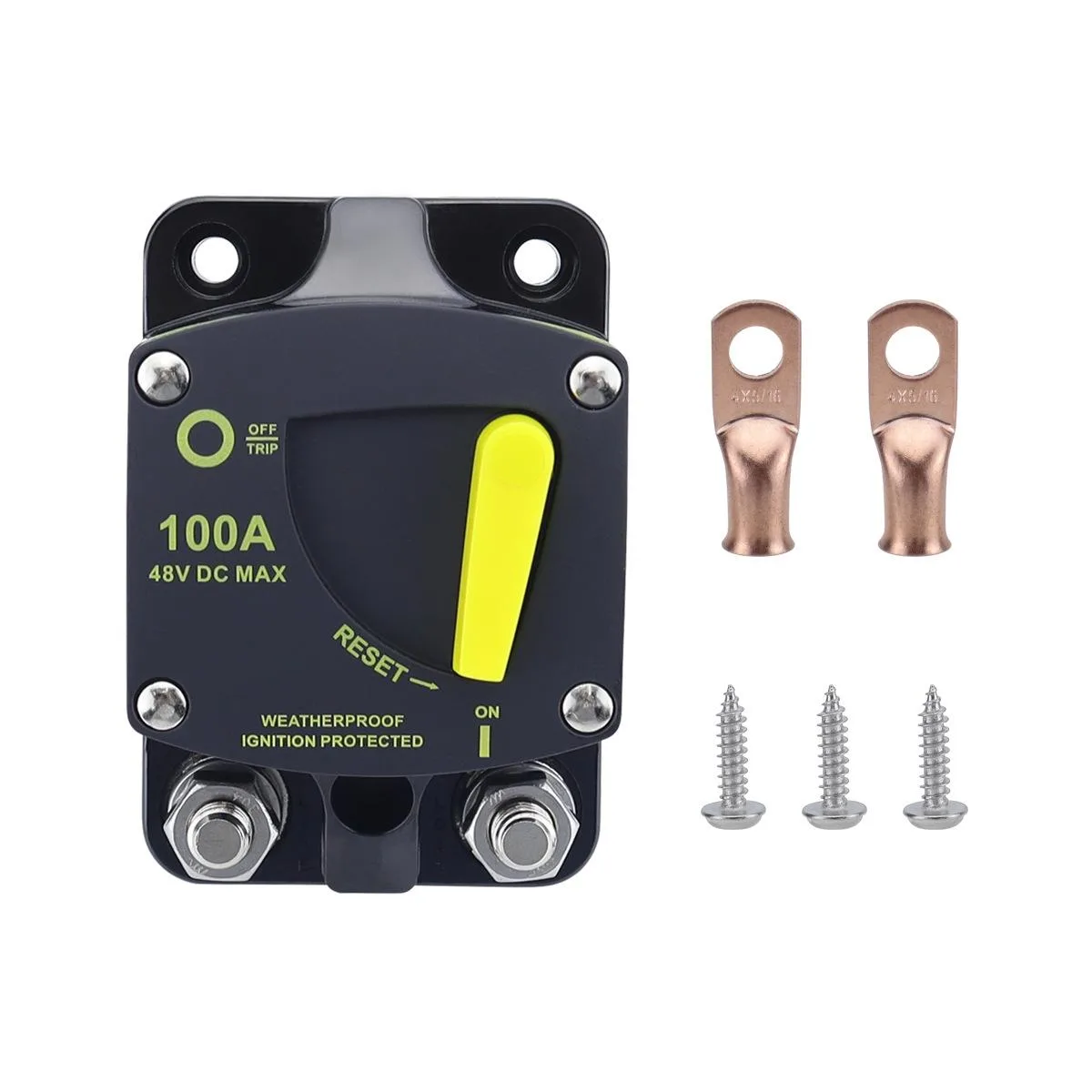 RV Yacht Manual Reset Ignition Protection Fuse Switch With Terminal Accessories, Current: 100A