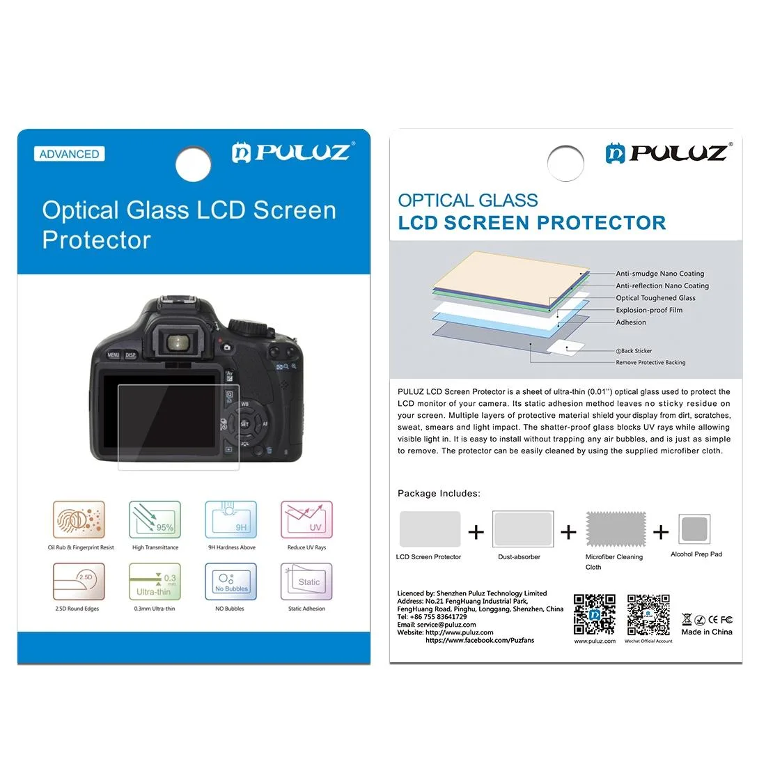 PULUZ 2.5D 9H Tempered Glass Film for Nikon D7100, Compatible with Nikon D5 / D500 / D7100 / D610 / D600 / D750 / D810 / D800 / D800E / D850 / D4S / D5200 / D5100 / P530 / P510 / D6 / D7200 / D780, Fujifilm HS33 / HS35 / GFX50S / S1700 / S1770 / S290