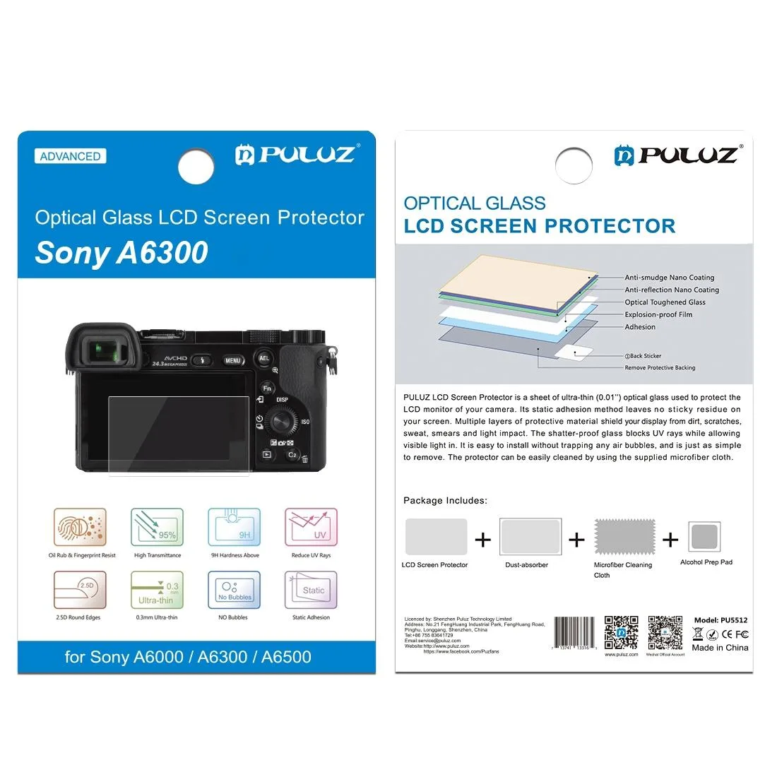 PULUZ 2.5D 9H Tempered Glass Film for Sony A6000, Compatible with Sony A6500 / A5100 / 6100 / A6600 / A5000 / A6400 / A6300 / A3000 / NEX-7/ NEX-6 / NEX-5N / NEX-3N / NEX5C / NEX-C3 / NEX-5T / H400, Panasonic W850K, Olympus TG850 / TG860 / TG870 PM2