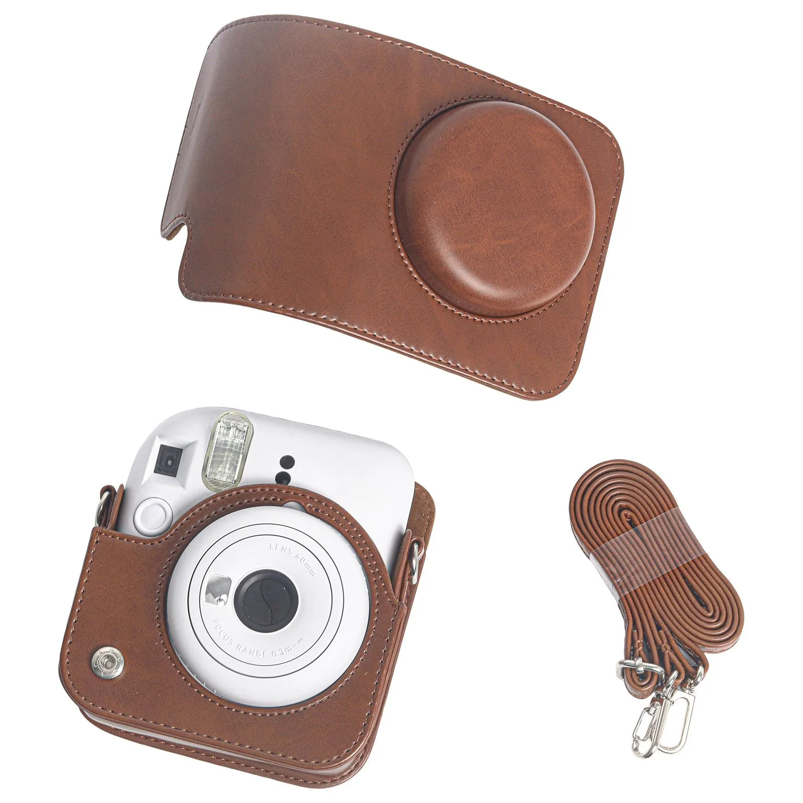 Leather Case Full Body Camera Bag with Shoulder Strap (Brown)