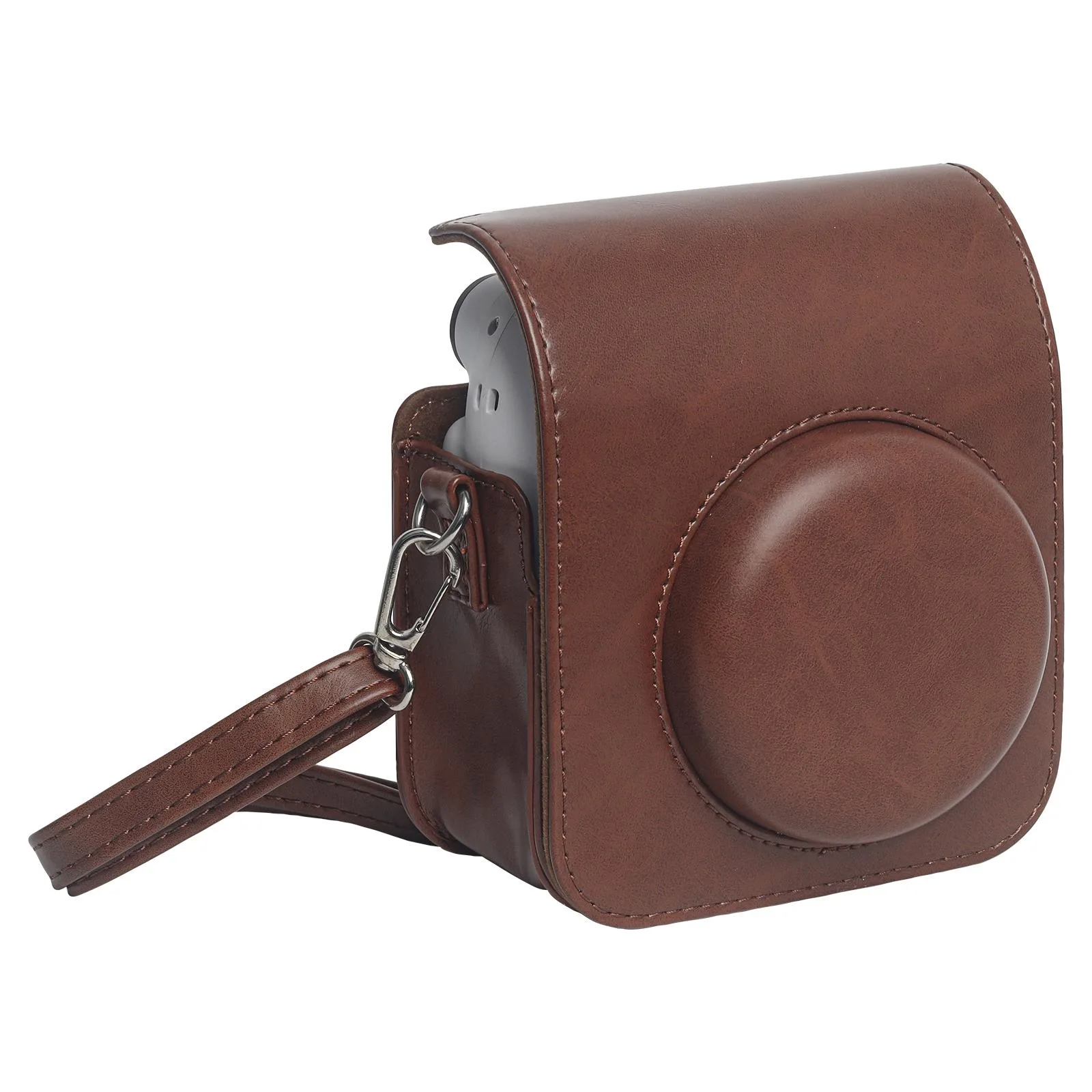 Leather Case Full Body Camera Bag with Shoulder Strap (Brown)
