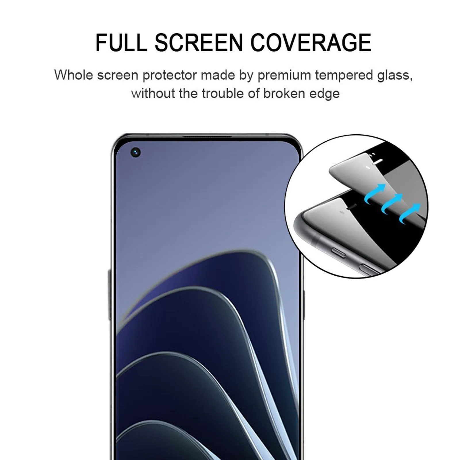 3D Curved Edge Full Screen Tempered Glass Film For OnePlus 10 Pro(Black)