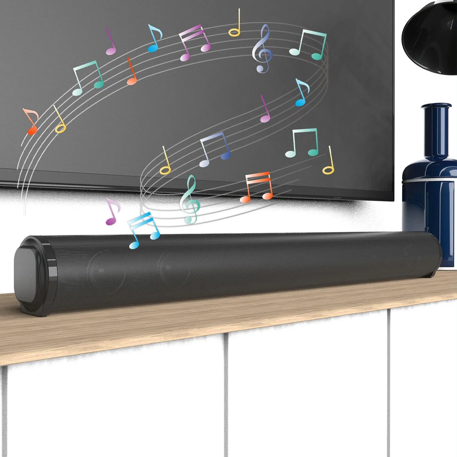 Bluetooth 5.0 Speaker TV Soundbar with Remote Control(Black)