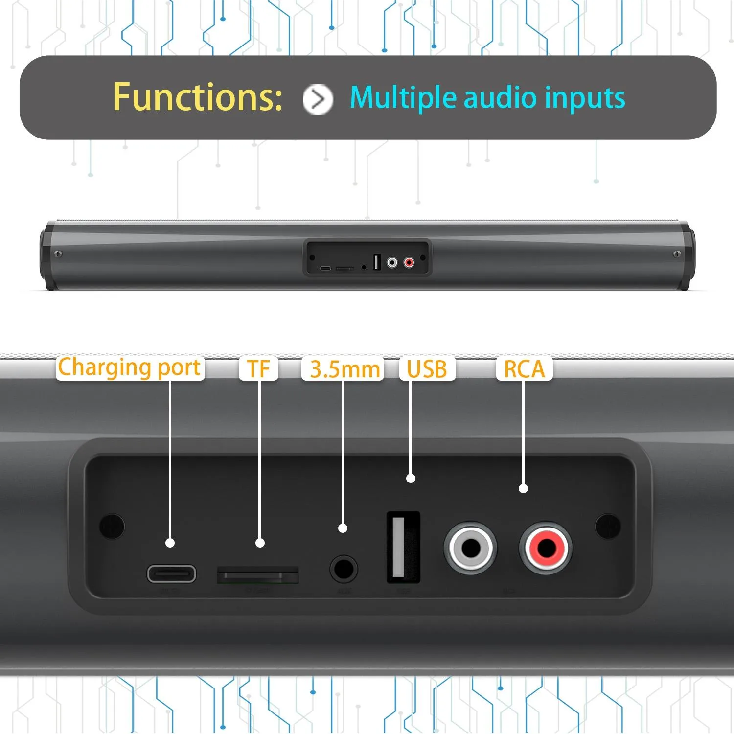 Bluetooth 5.0 Speaker TV Soundbar with Remote Control(Black)