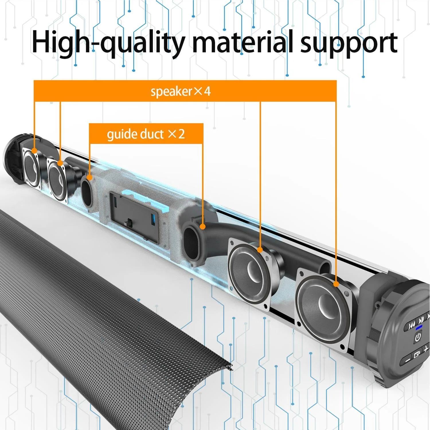 Bluetooth 5.0 Speaker TV Soundbar with Remote Control(Black)